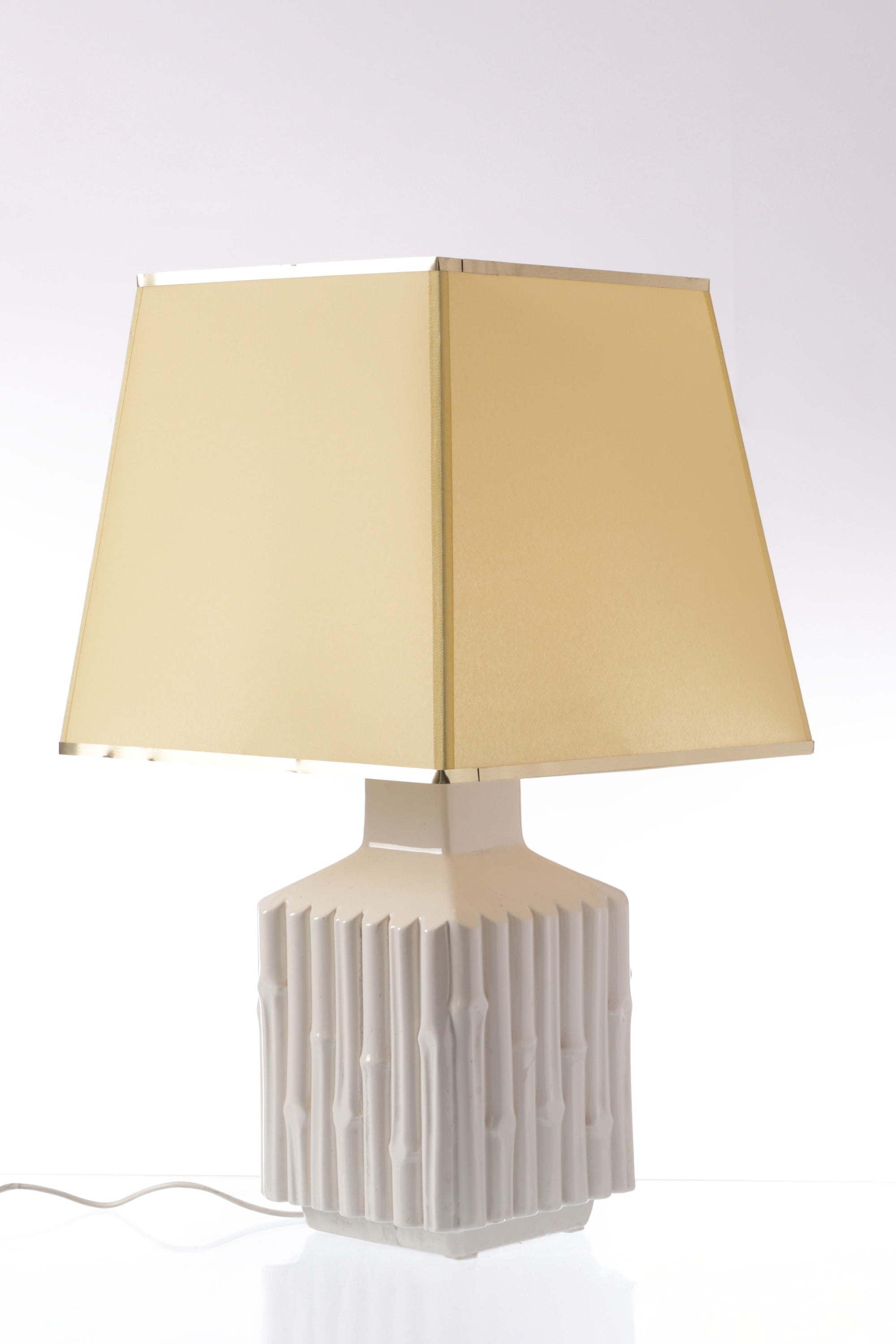 Pair of 70's bamboo ceramic table lamps