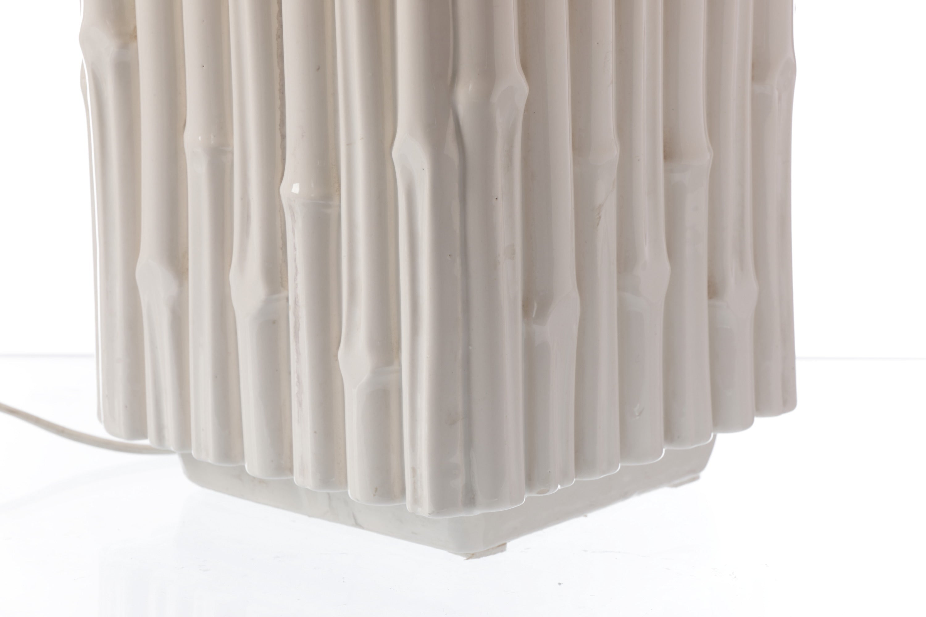Pair of 70's bamboo ceramic table lamps