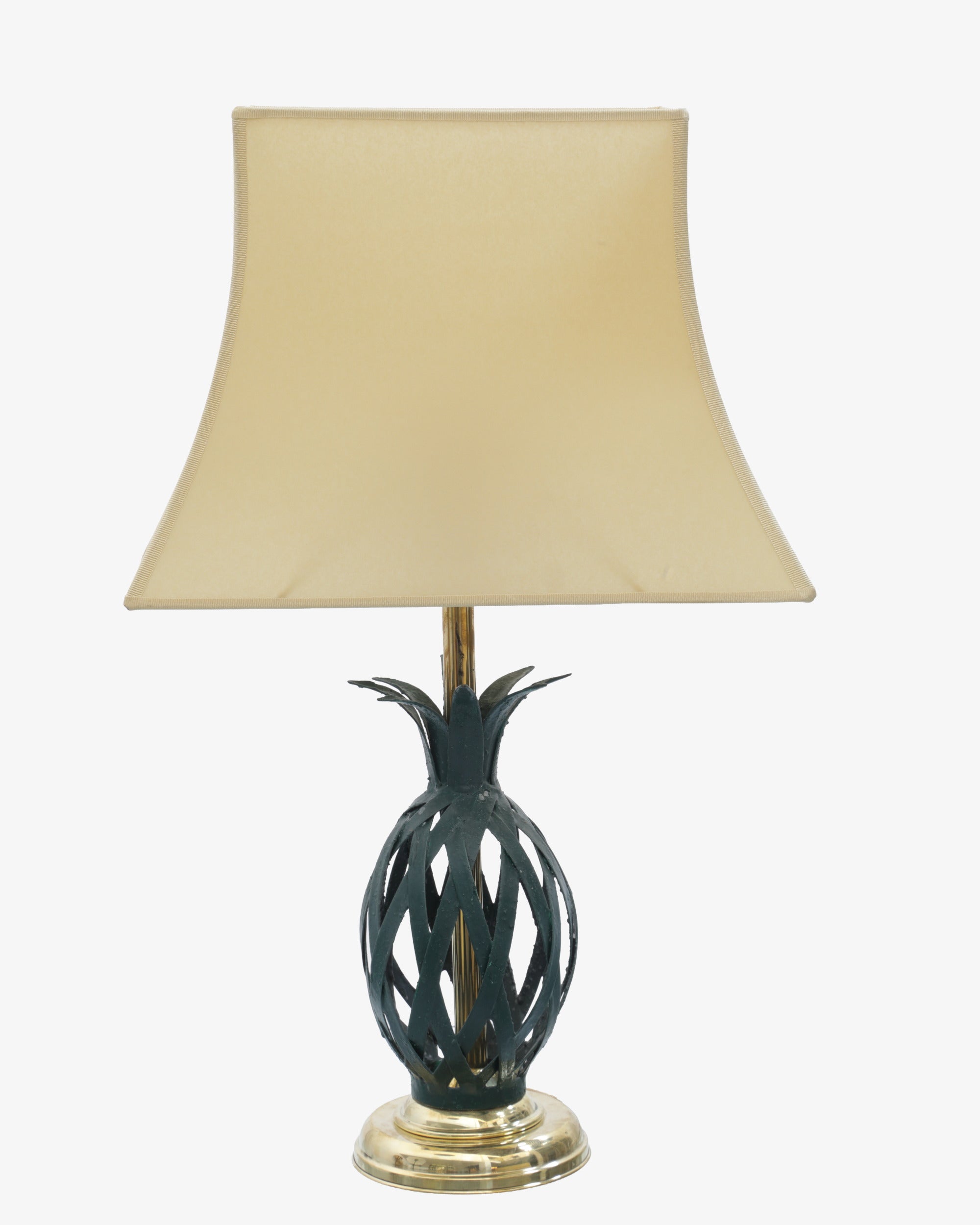 Coppia lampada da tavolo ananas ferro tinto e ottone anni 70