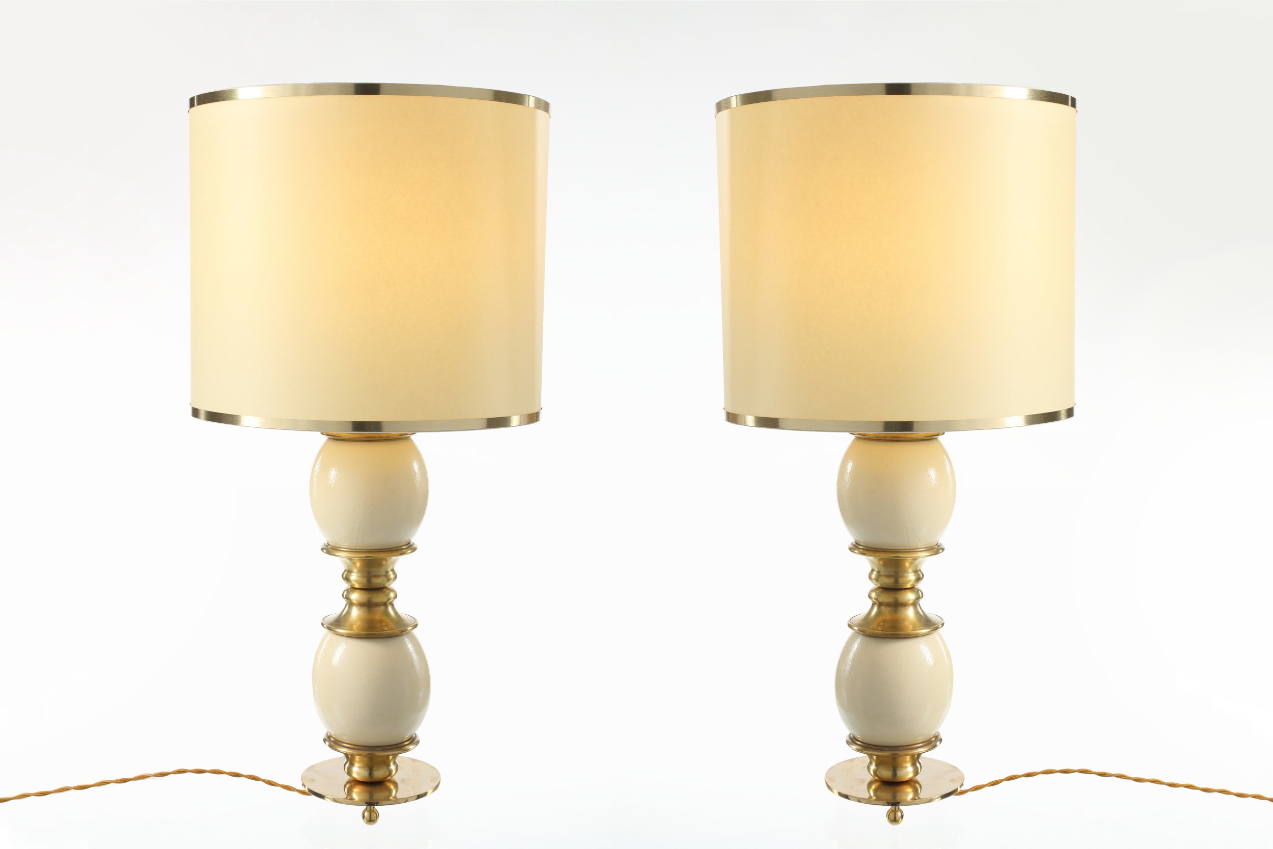 Ostrich egg and brass lamp