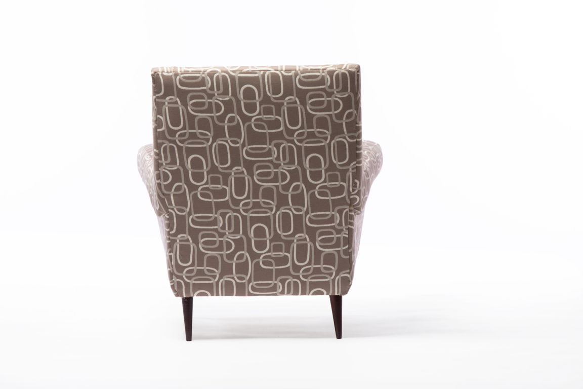 Pair of 1950s cotton jacquard armchairs