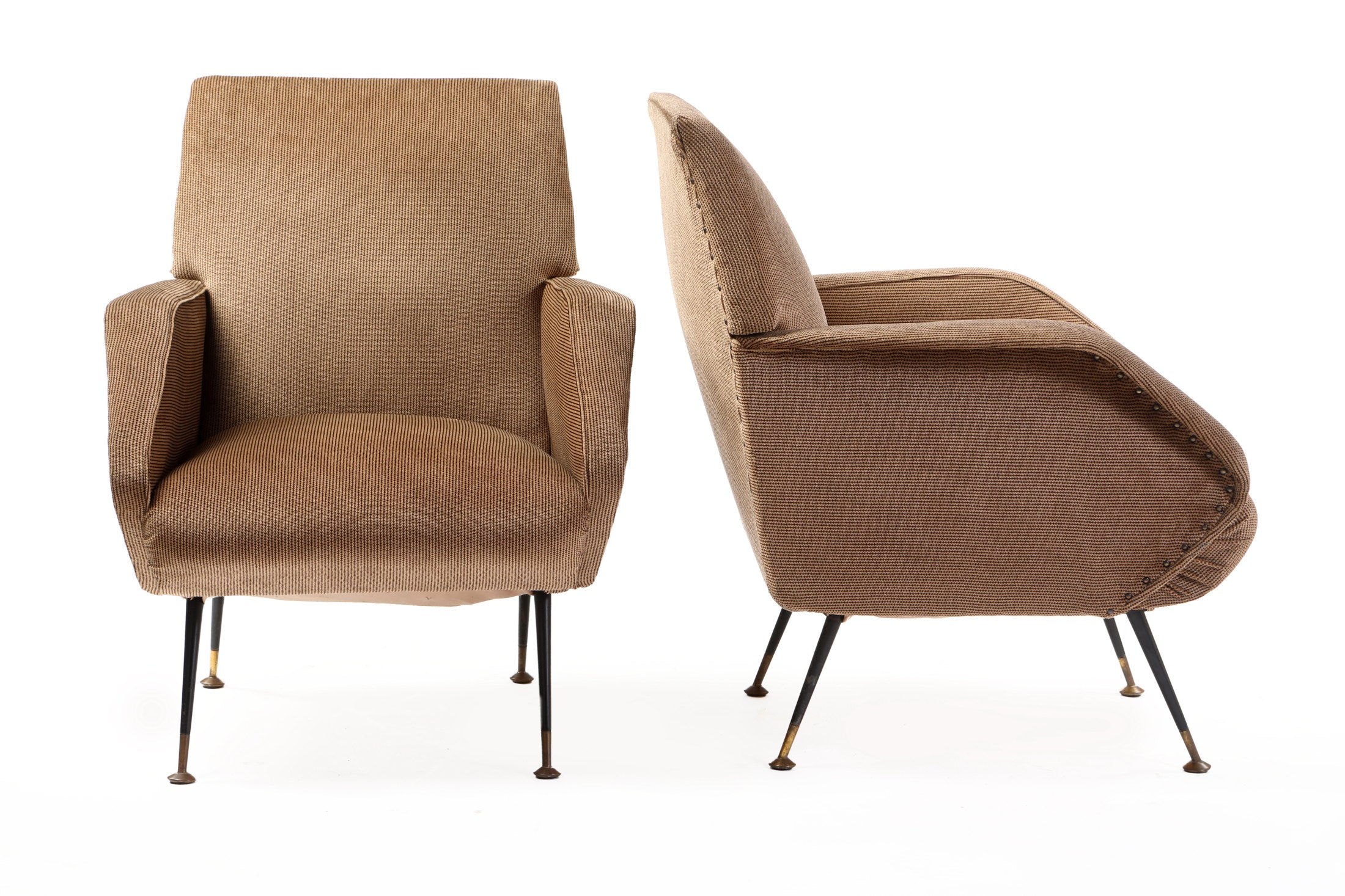 Pair of 1950s mud velvet armchairs