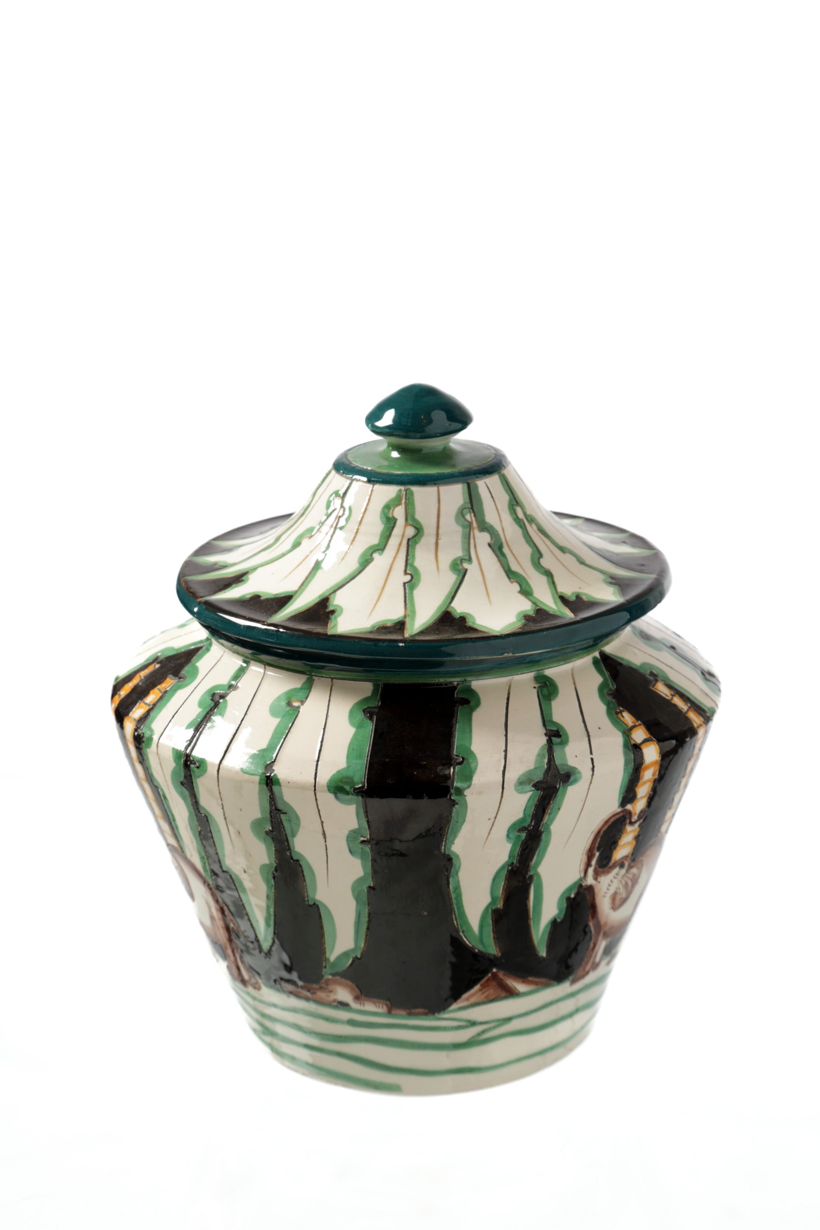 Pair of ceramic potiche from the 1950s