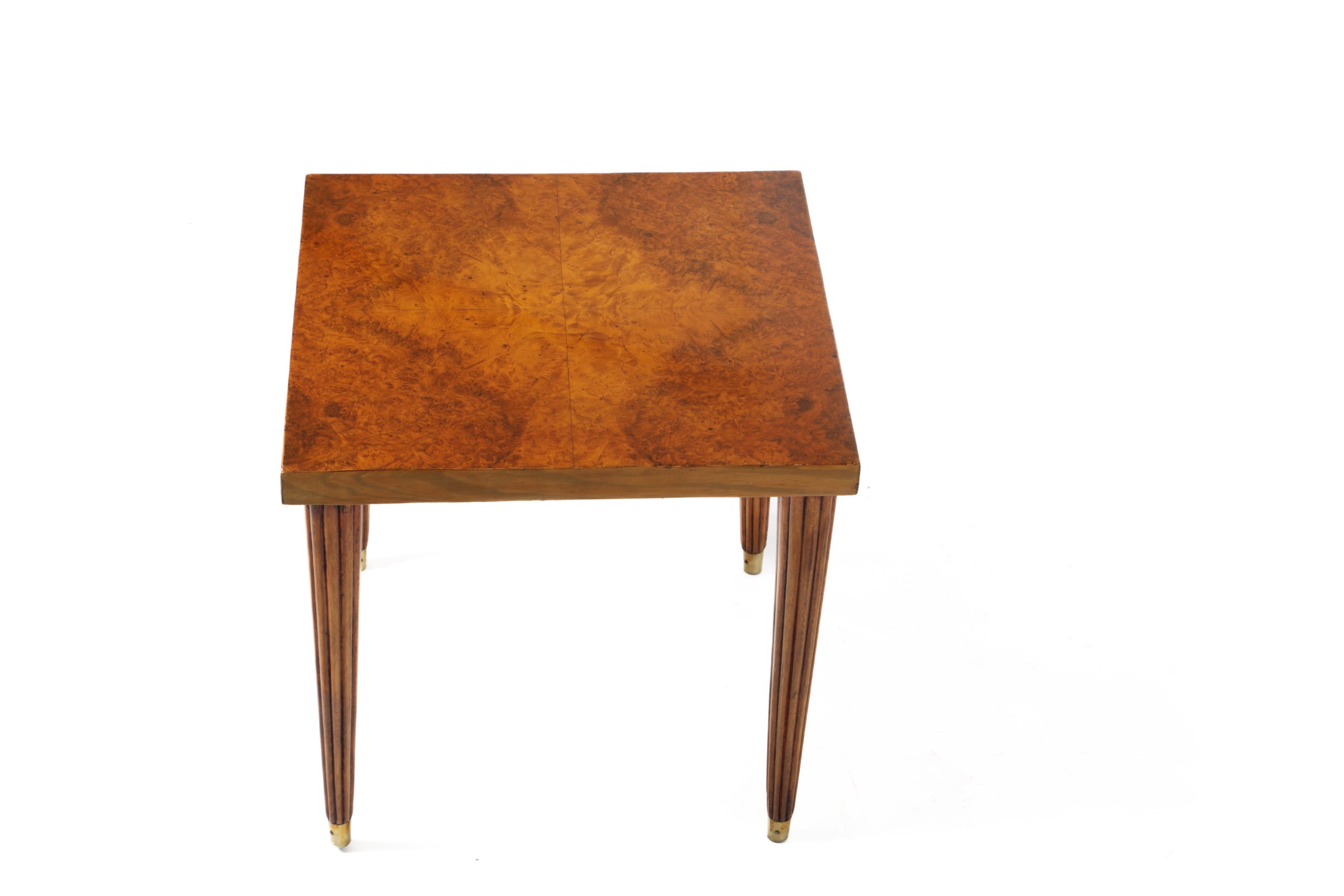 Pair of burl wood tables with grissinate legs