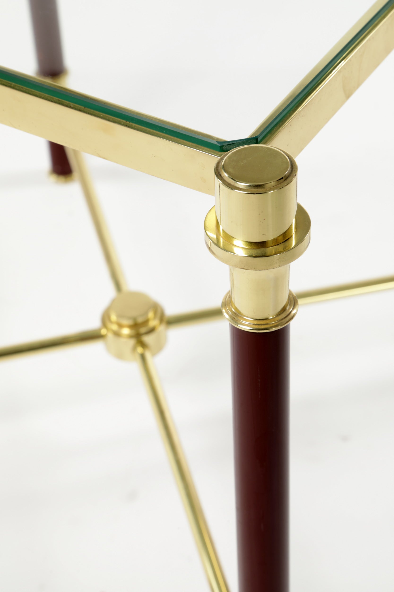 Pair of square burgundy lacquered tables from the 70s
