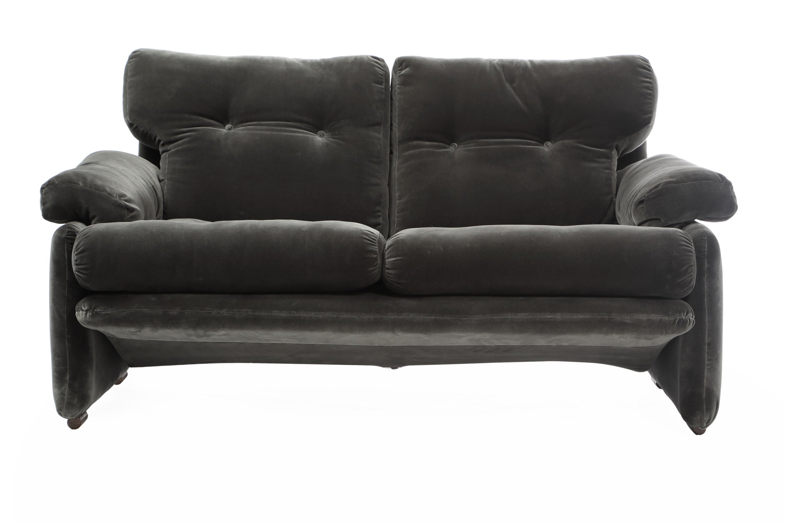 Afra & Tobia Scarpa Coronado two-seater sofa in anthracite velvet