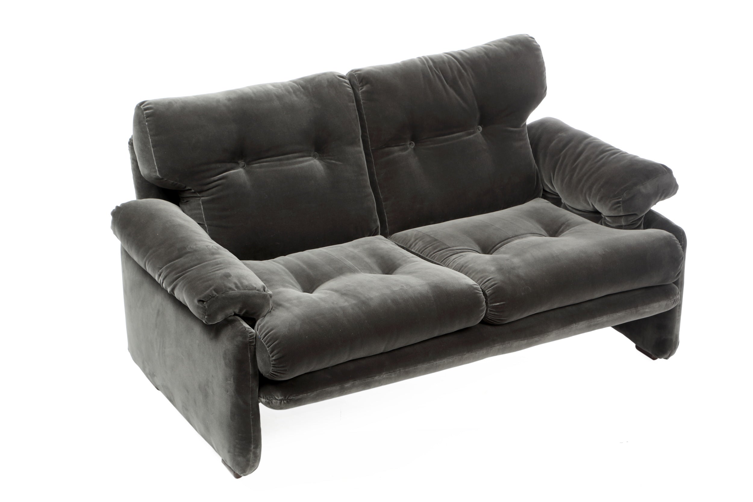 Afra & Tobia Scarpa Coronado two-seater sofa in anthracite velvet