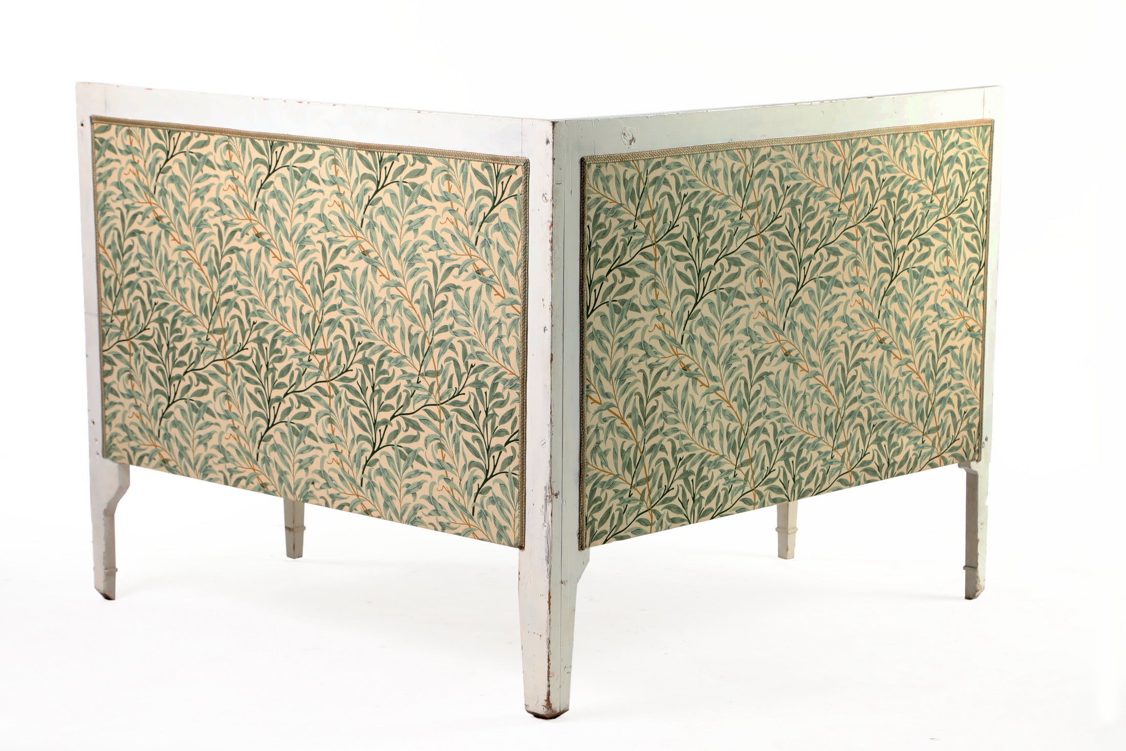 Ivory lacquered corner sofa from the 1950s