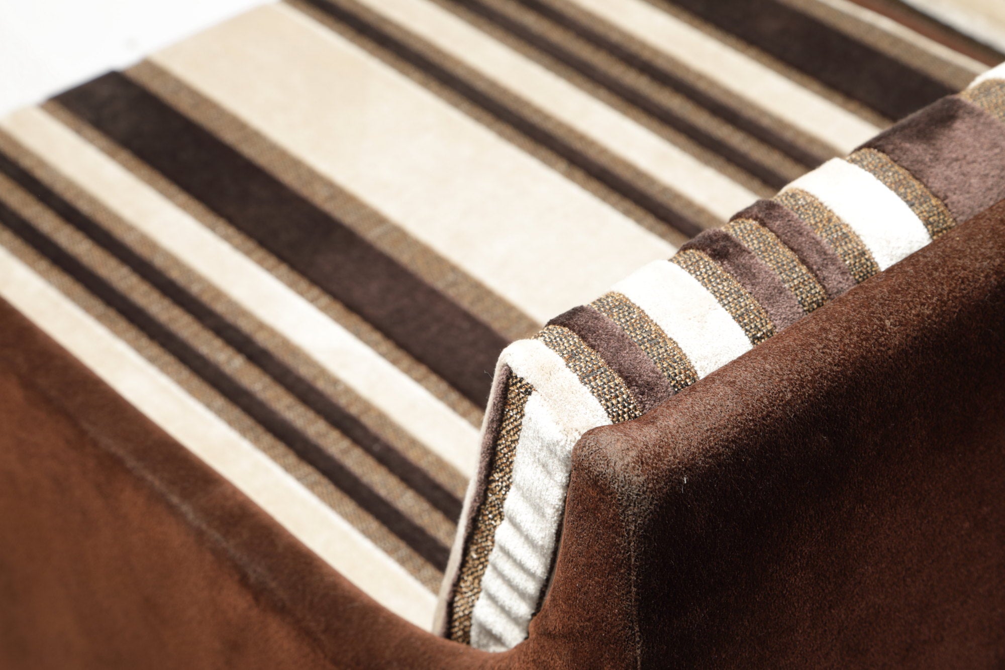 Ivory and brown modular sofa from the 70s
