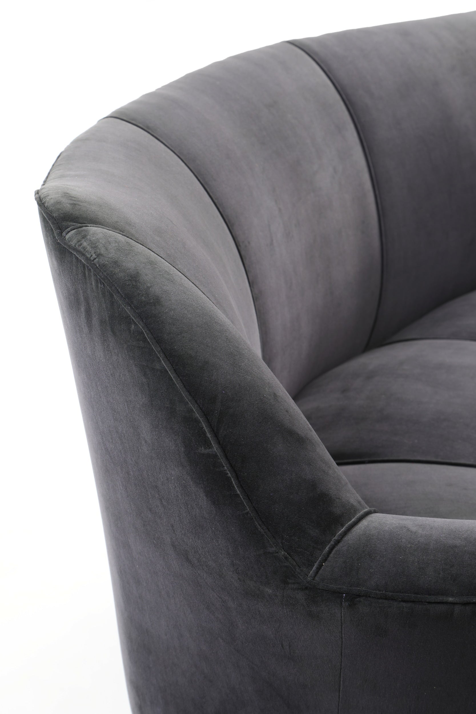 Curved sofa from the 50s in blueberry velvet