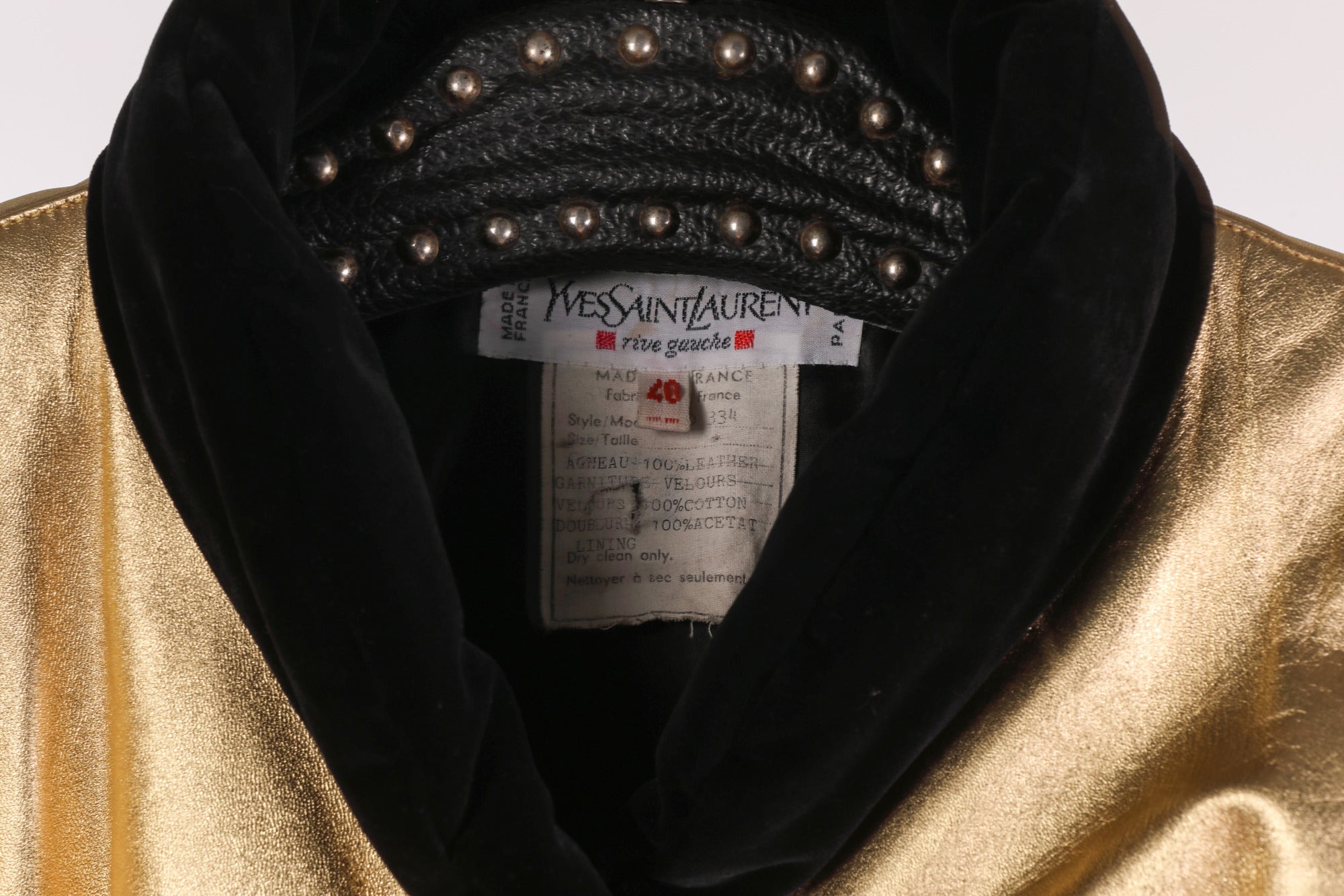 Yves Saint Laurent Rive Gauche gold leather jacket