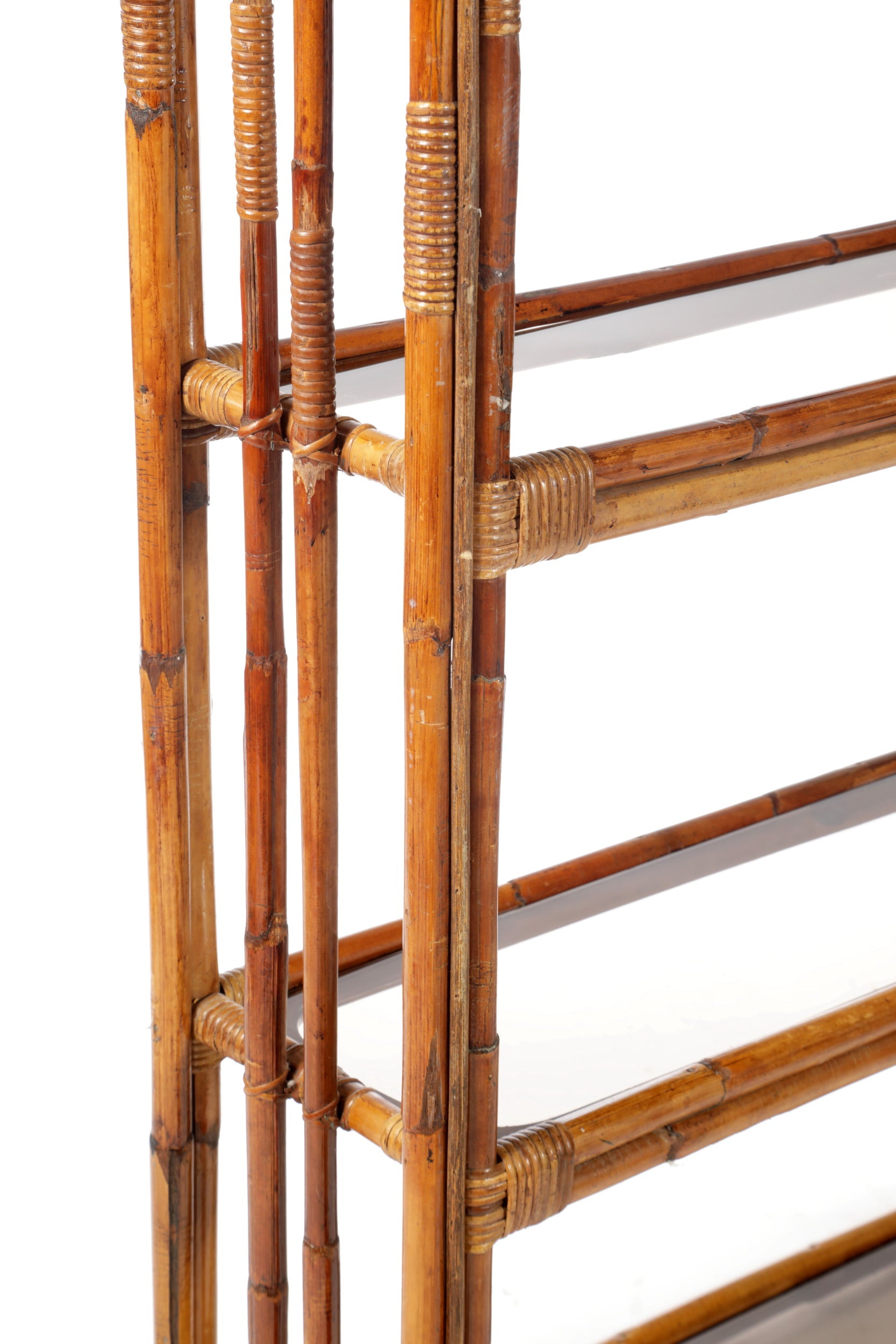 1970s arched bamboo bookcase