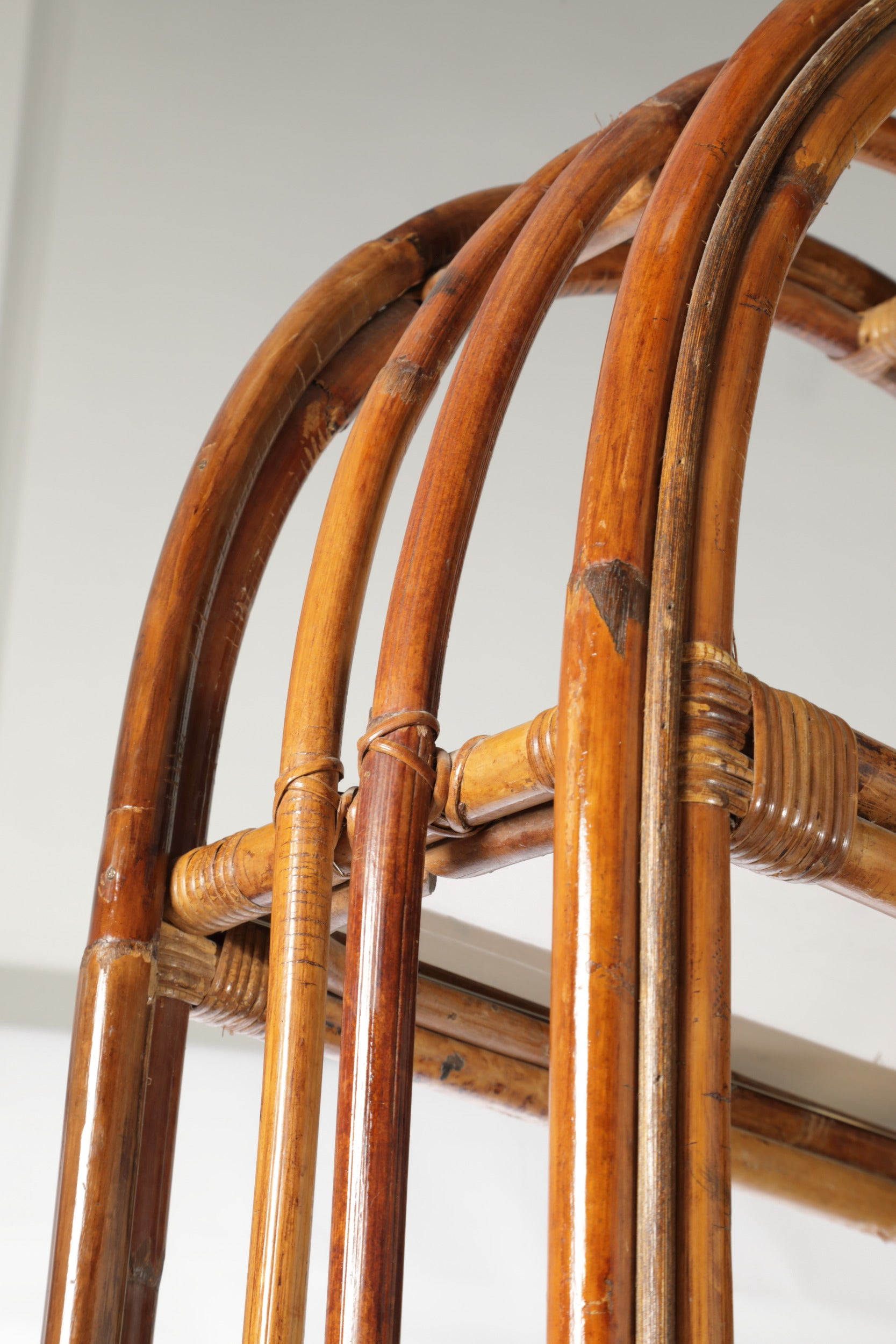 1970s arched bamboo bookcase