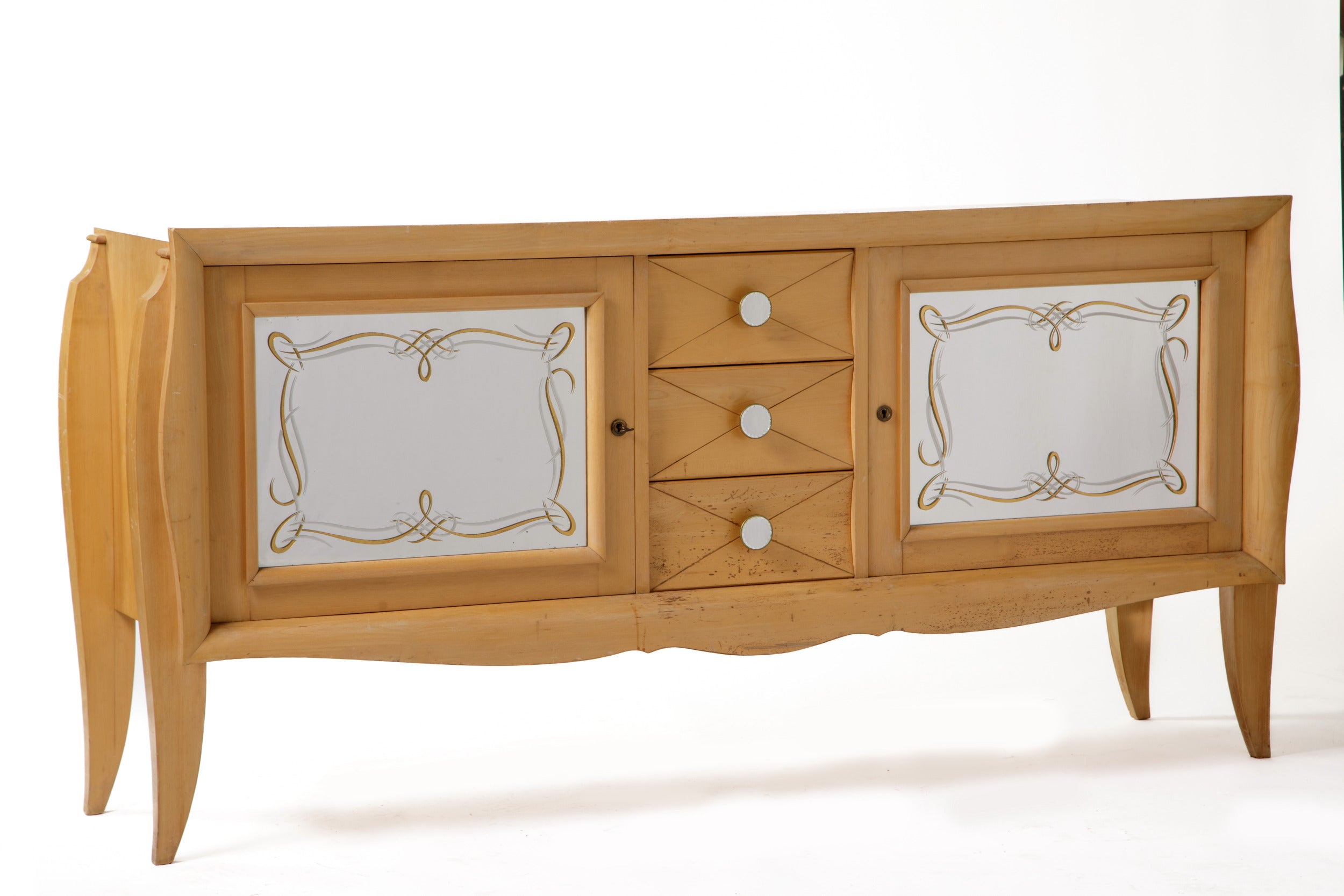 60's blond maple chest of drawers