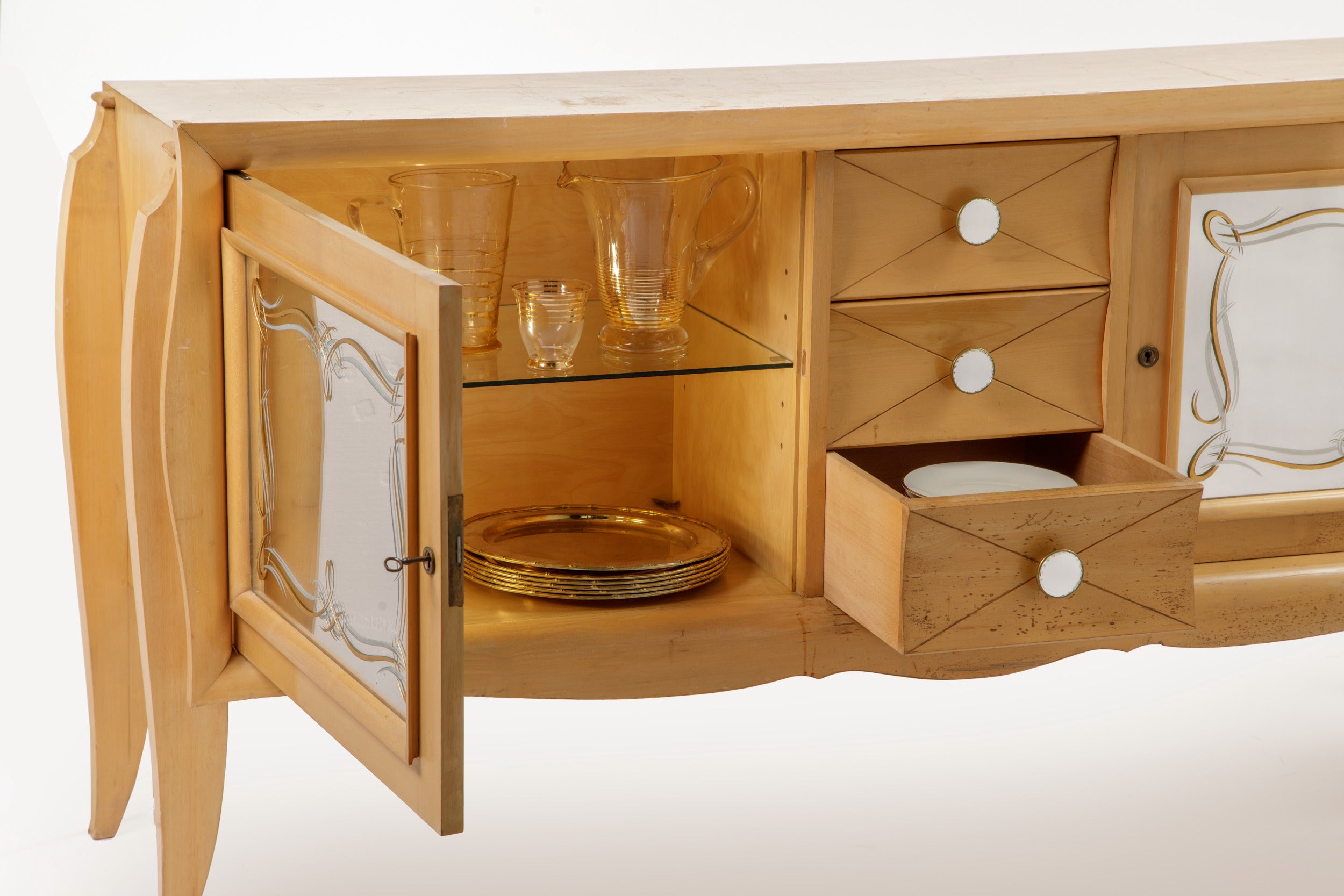 60's blond maple chest of drawers