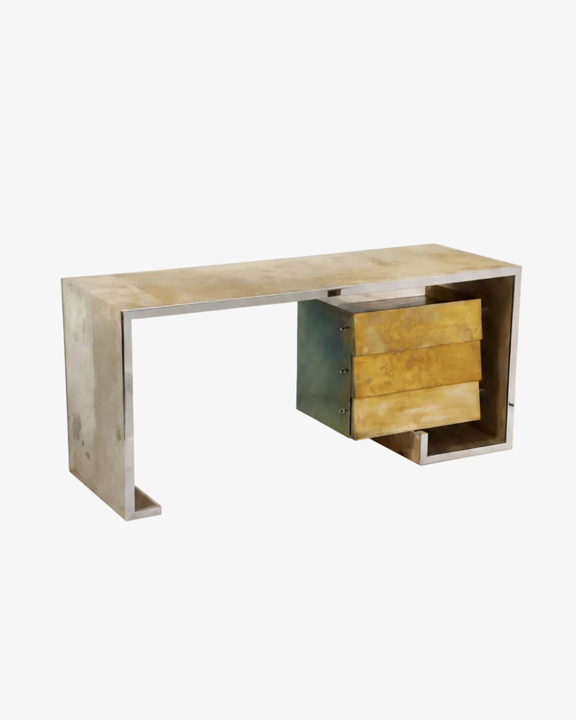 Desk attributable to Sandro Petti for Angolometallarte 1970s
