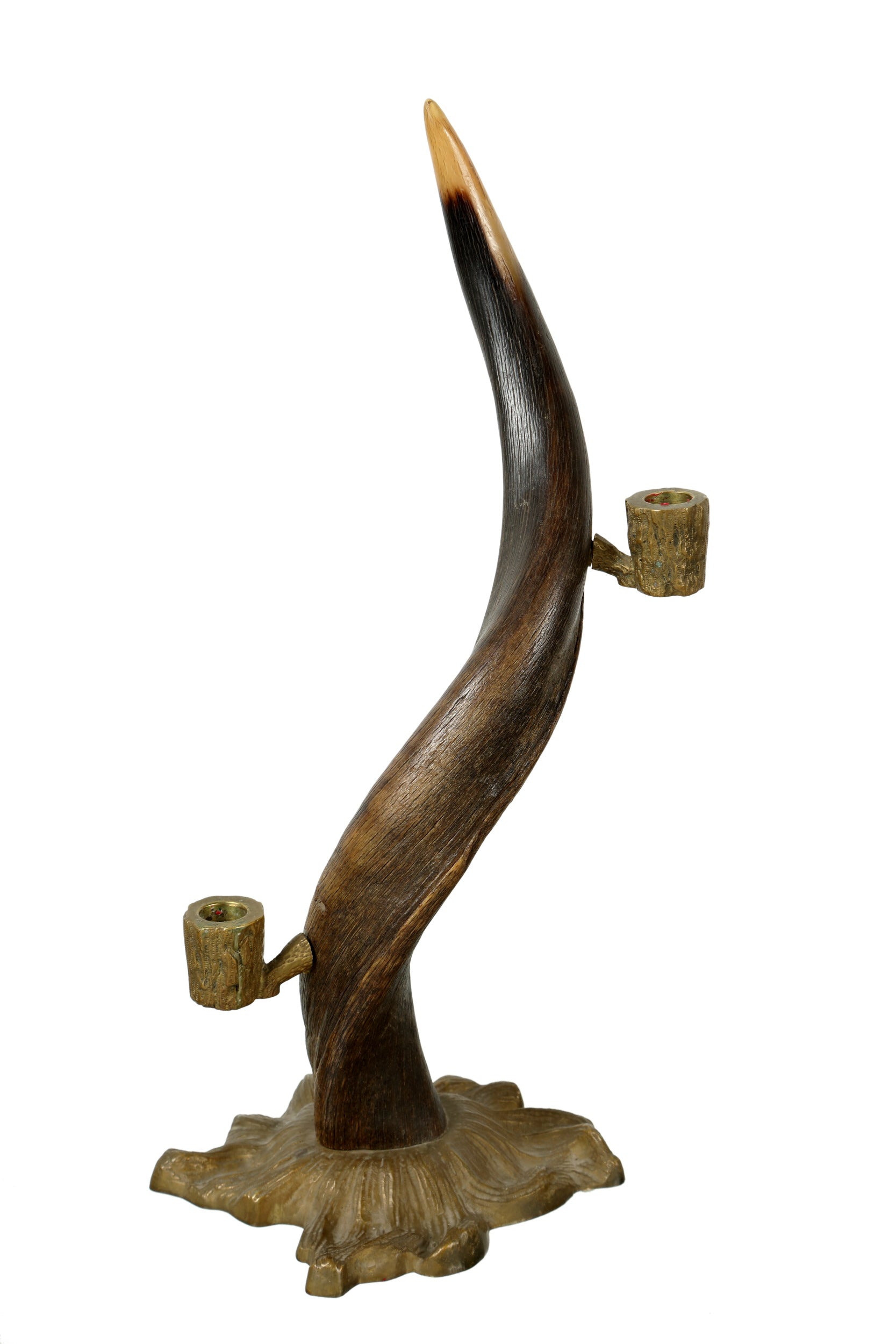 Pair of Gabriella Crespi horn candlesticks