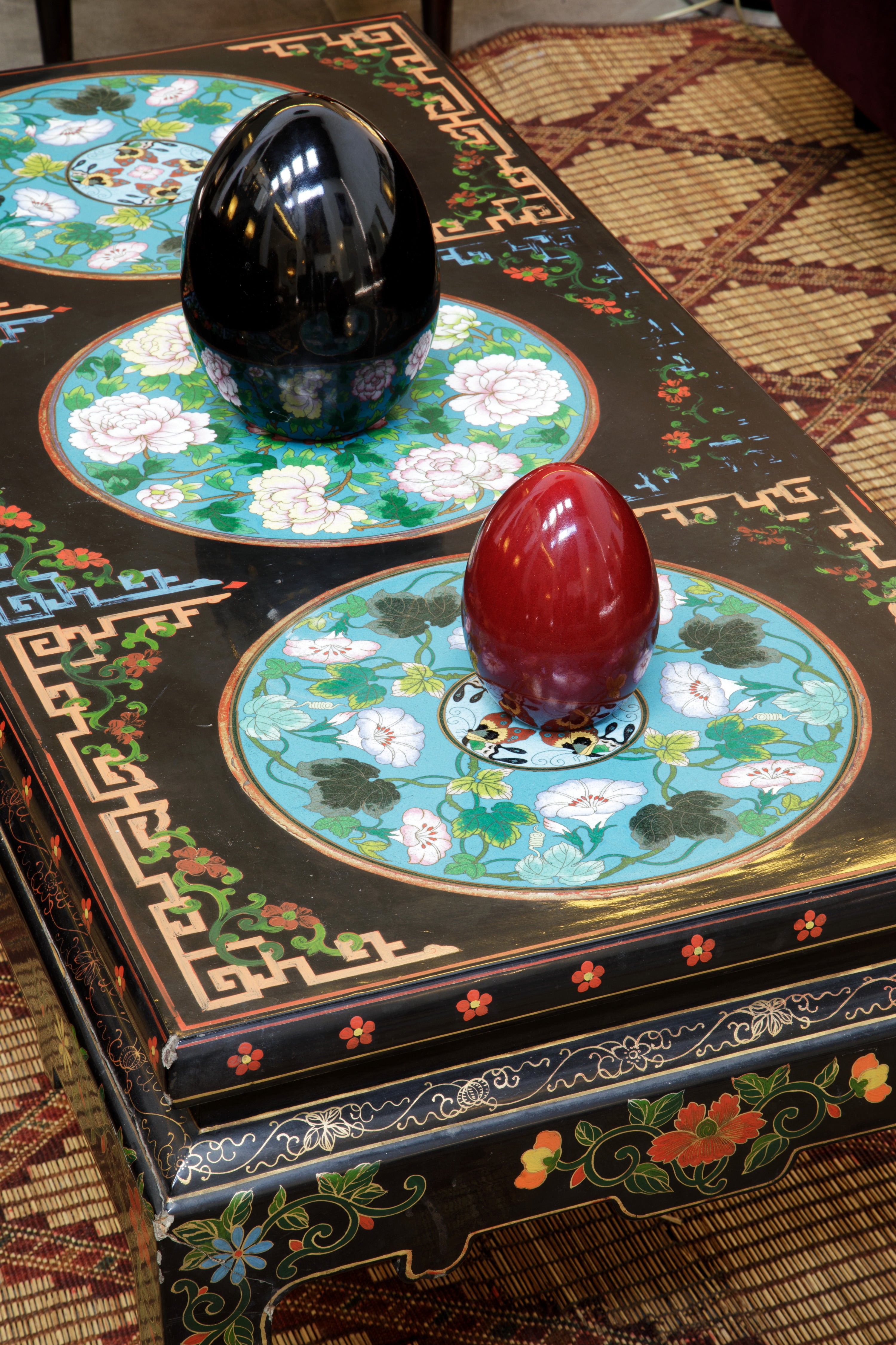 Cloisonne lacquered table, early 20th century