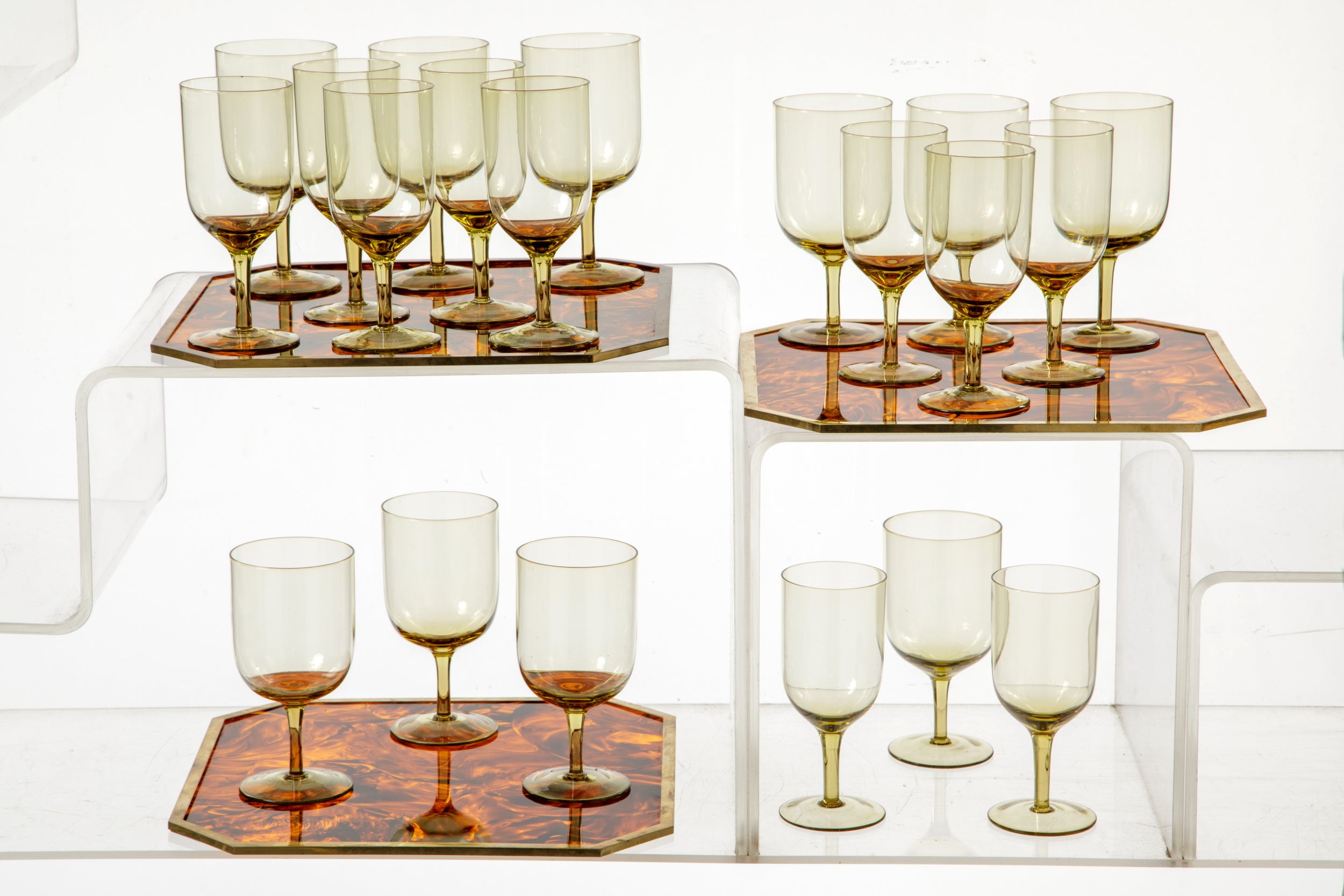 Set of 24 smoked glass glasses