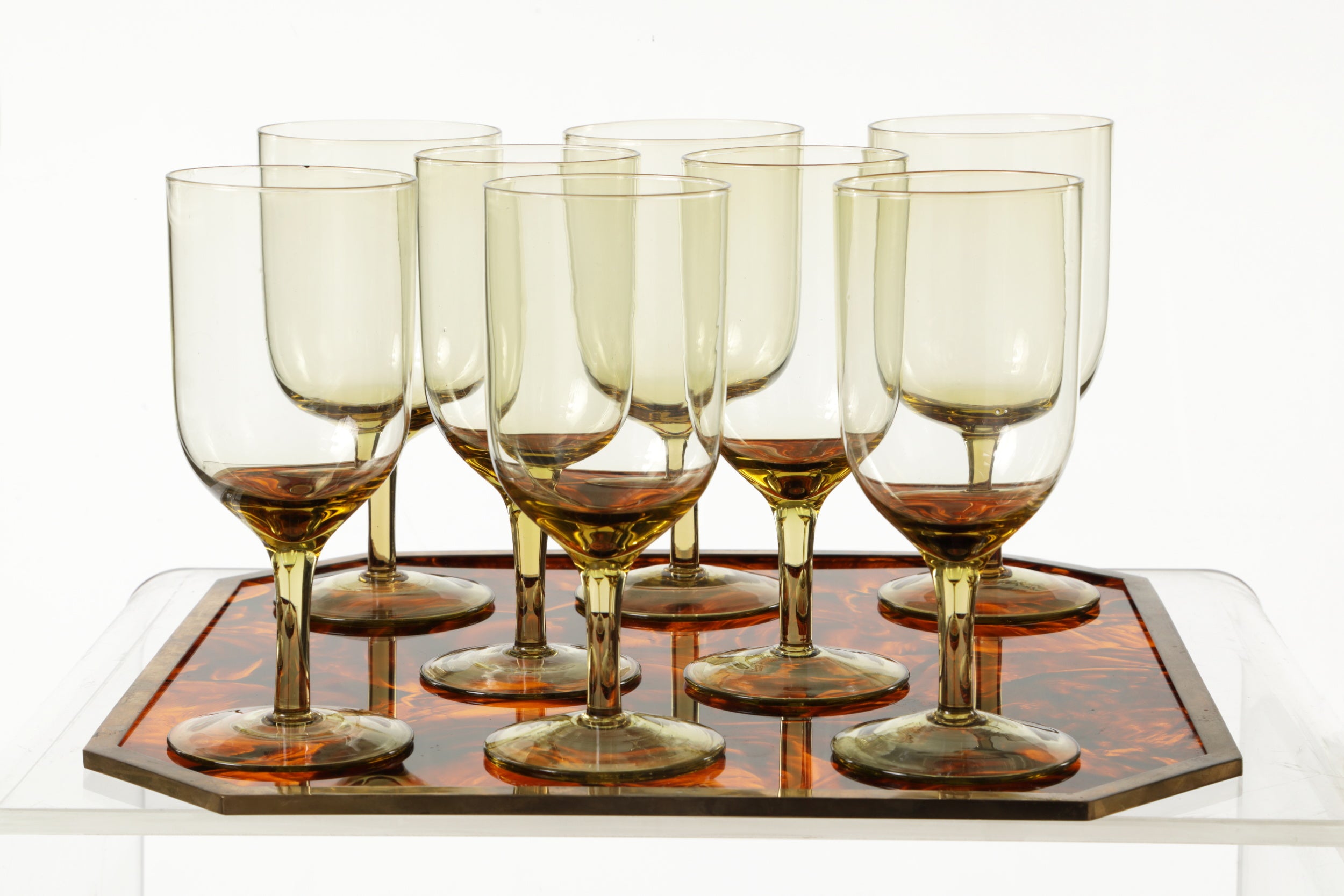Set of 24 smoked glass glasses