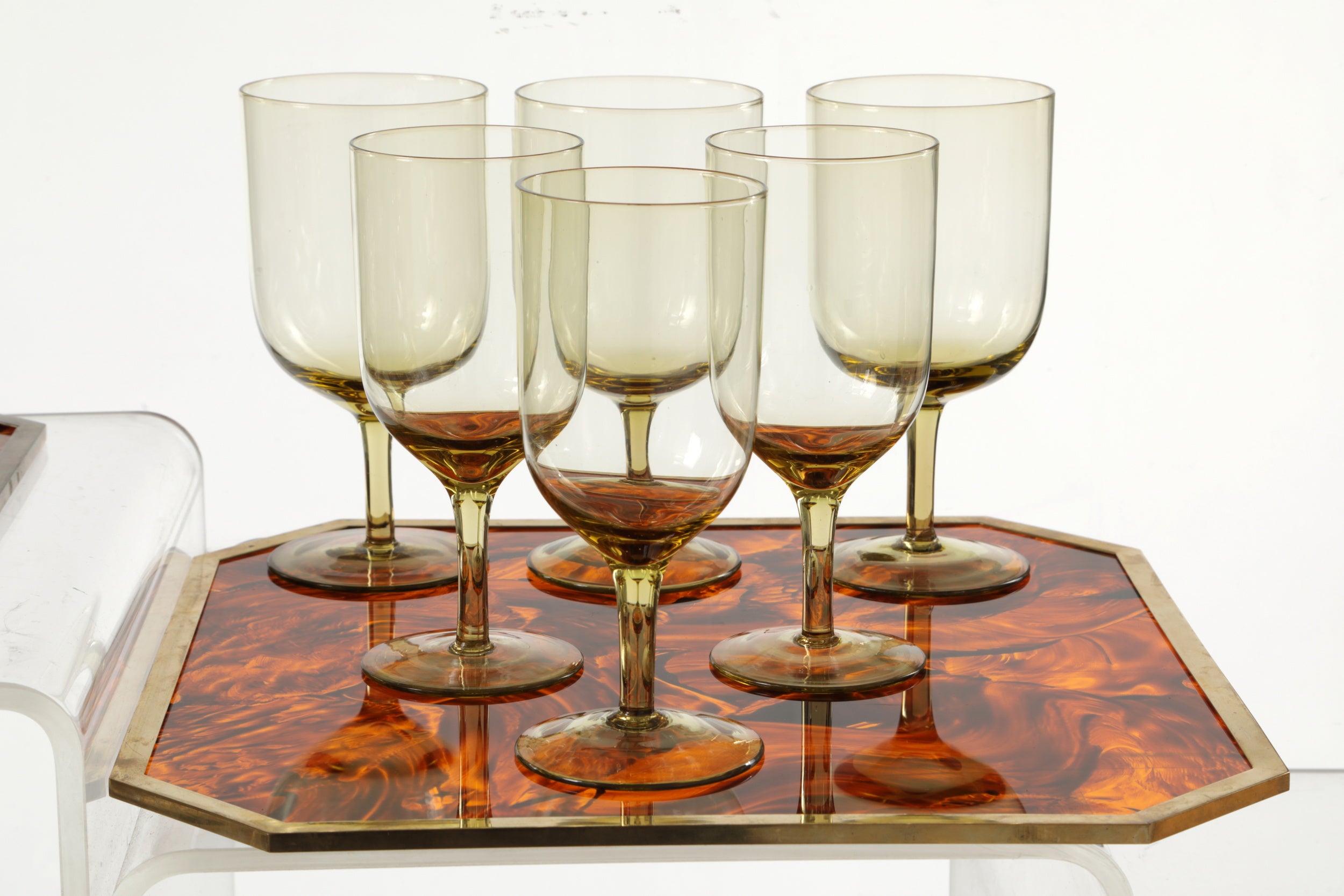 Set of 24 smoked glass glasses