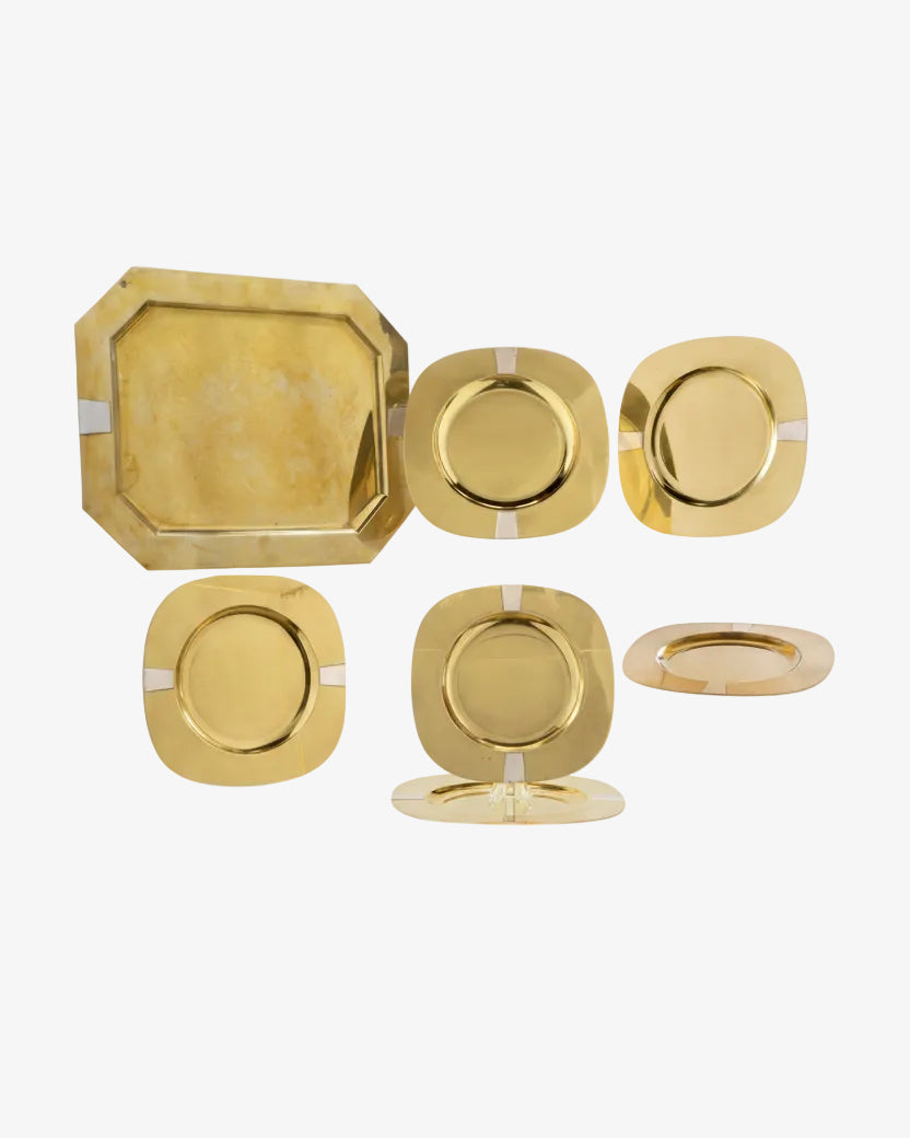 Sip brass and silver charger set
