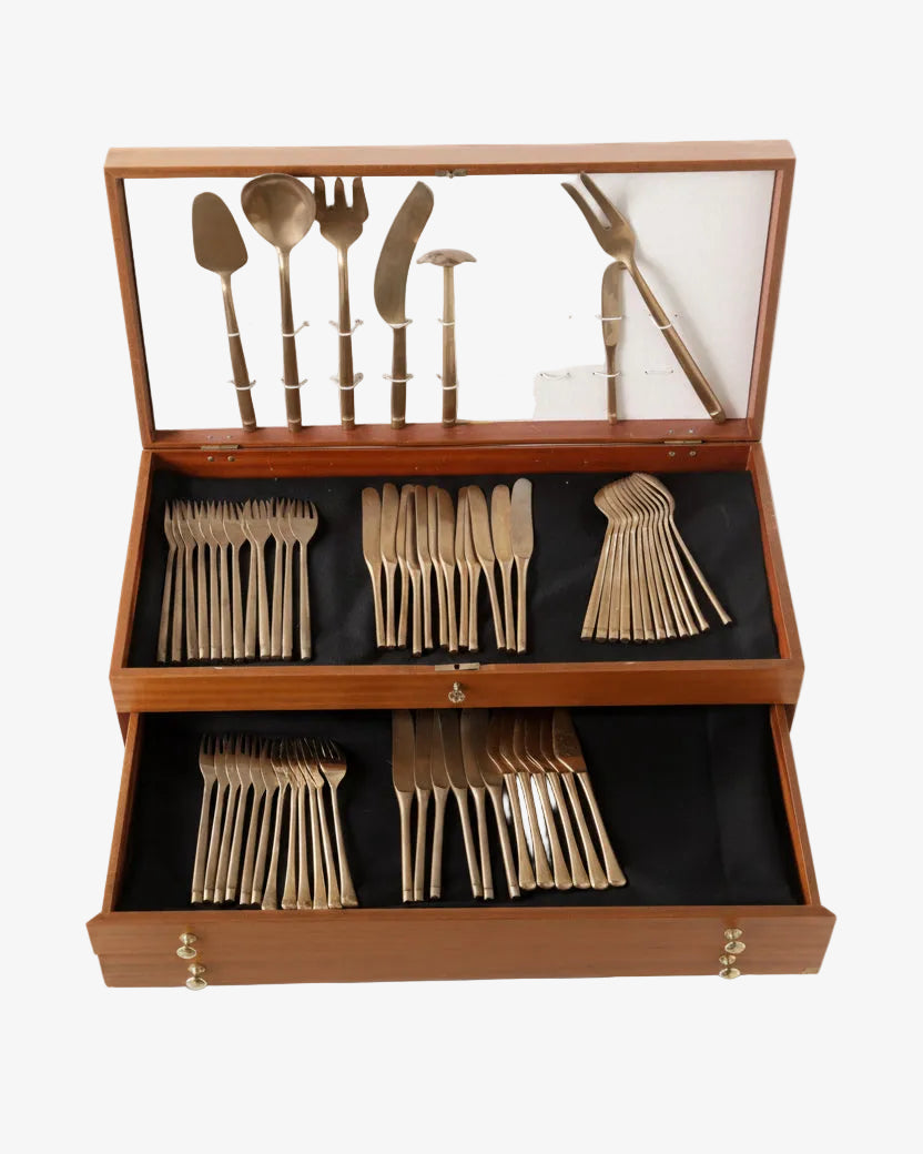 Brass cutlery set from the 50s
