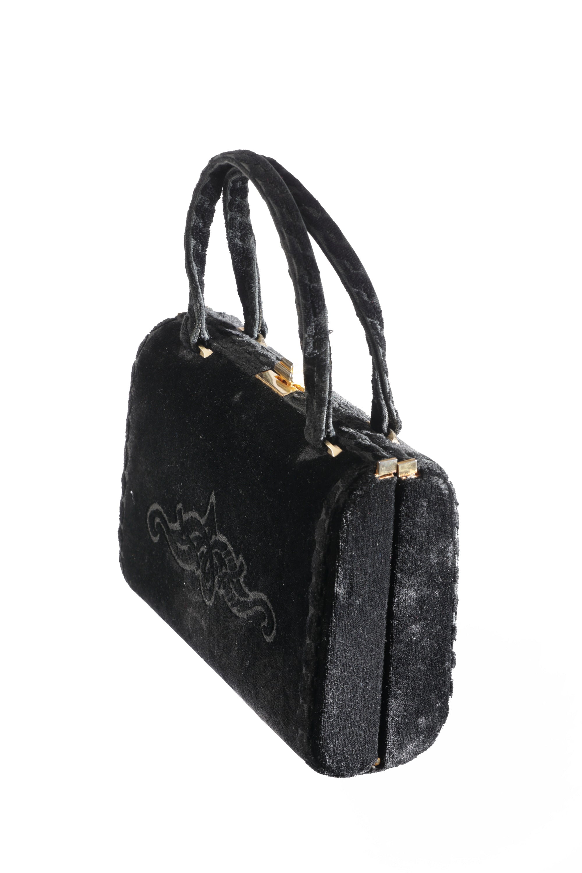 Black velvet handbag from the 50s
