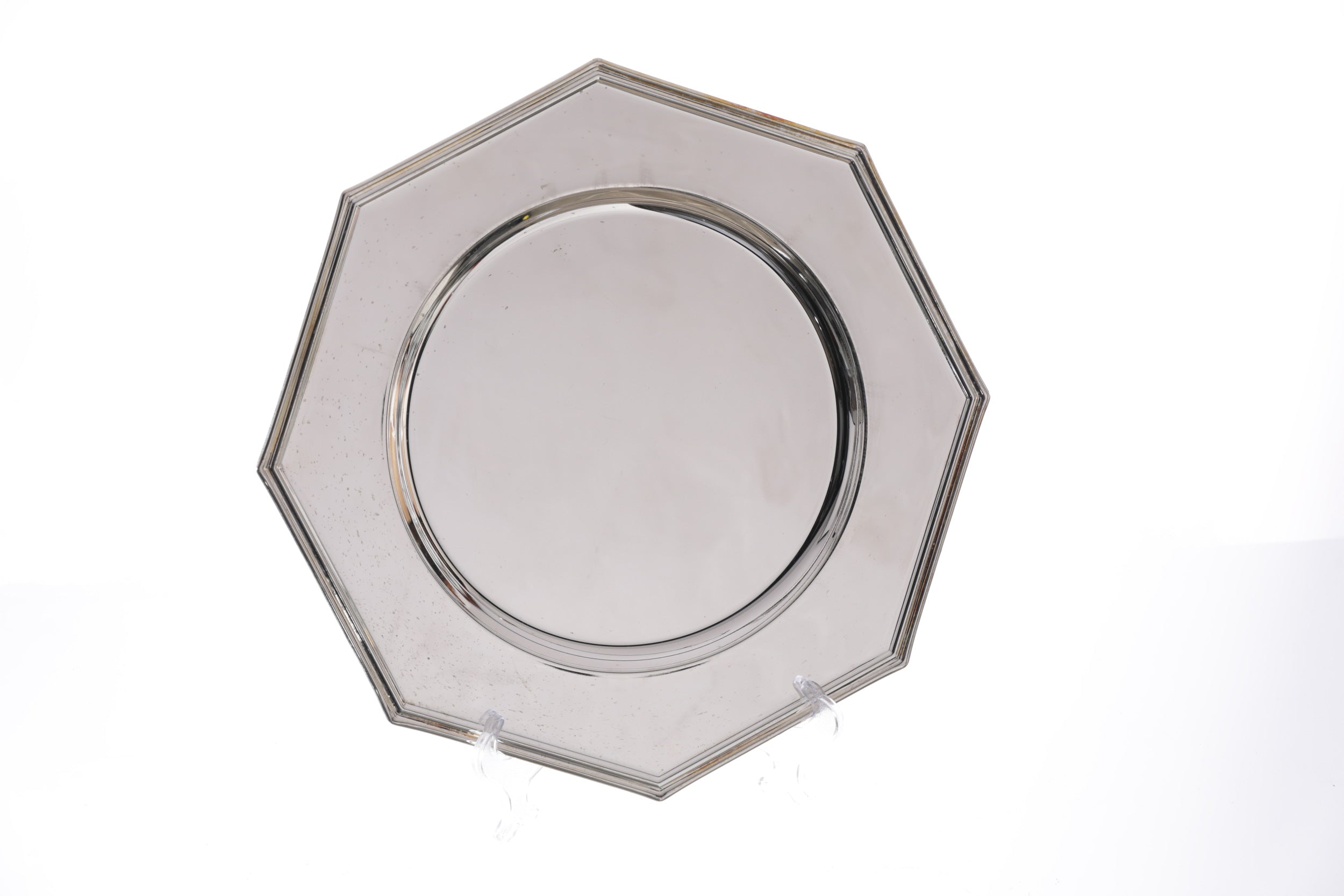 Set of 8 silver plated octagonal charger plates