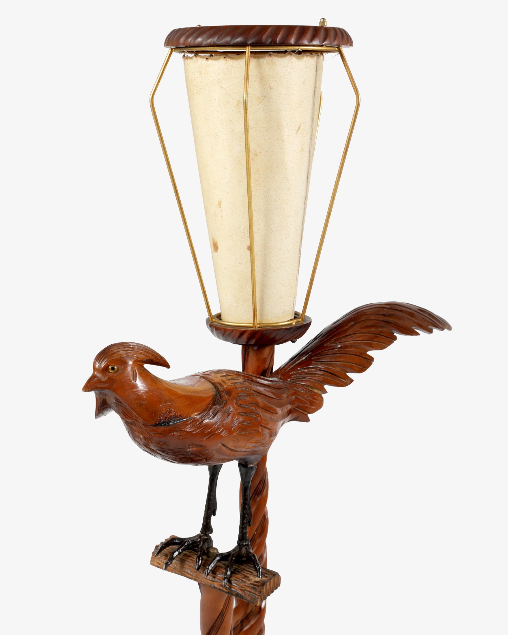 Aldo Tura Ucello wood floor lamp from the 1970s