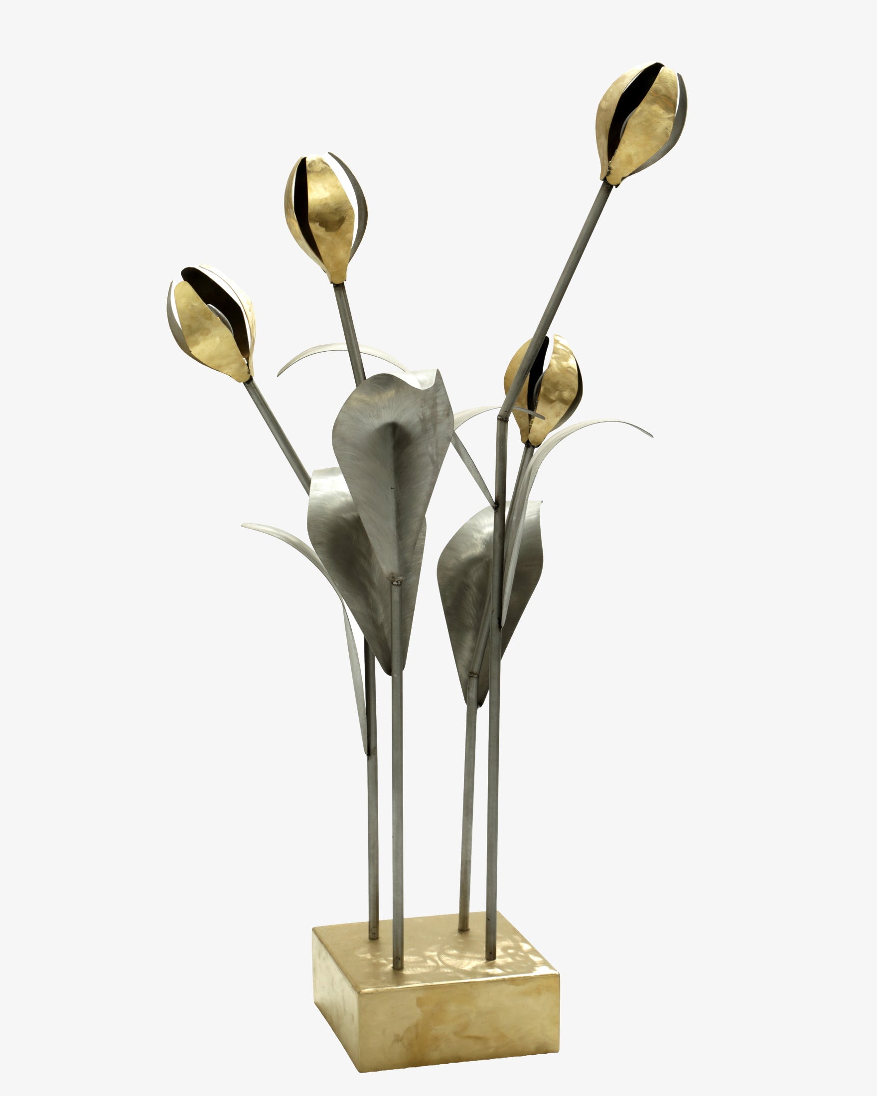 1970s brushed brass and steel lamp