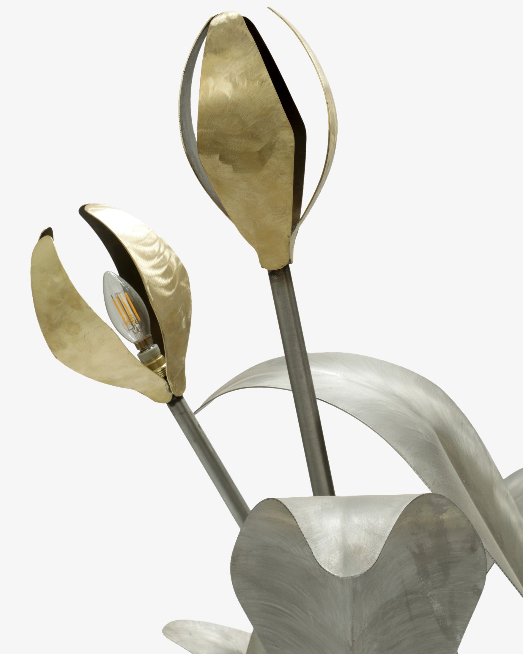 1970s brushed brass and steel lamp