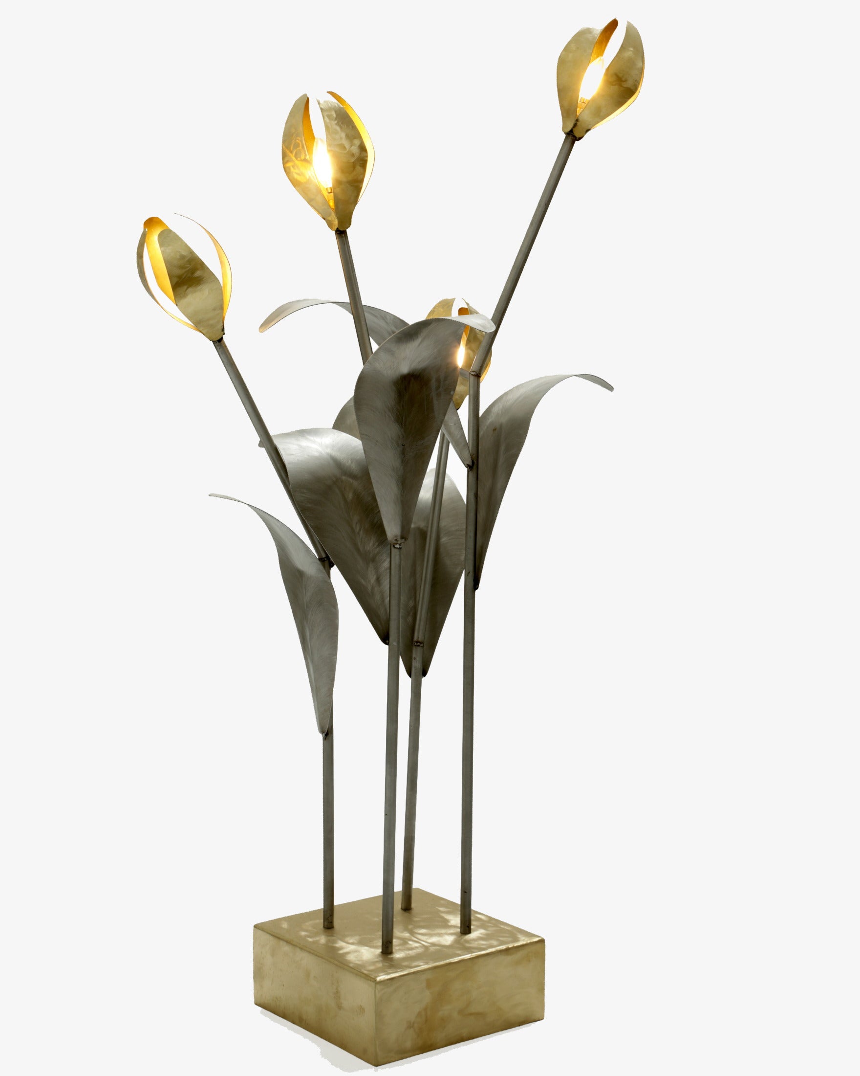 1970s brushed brass and steel lamp