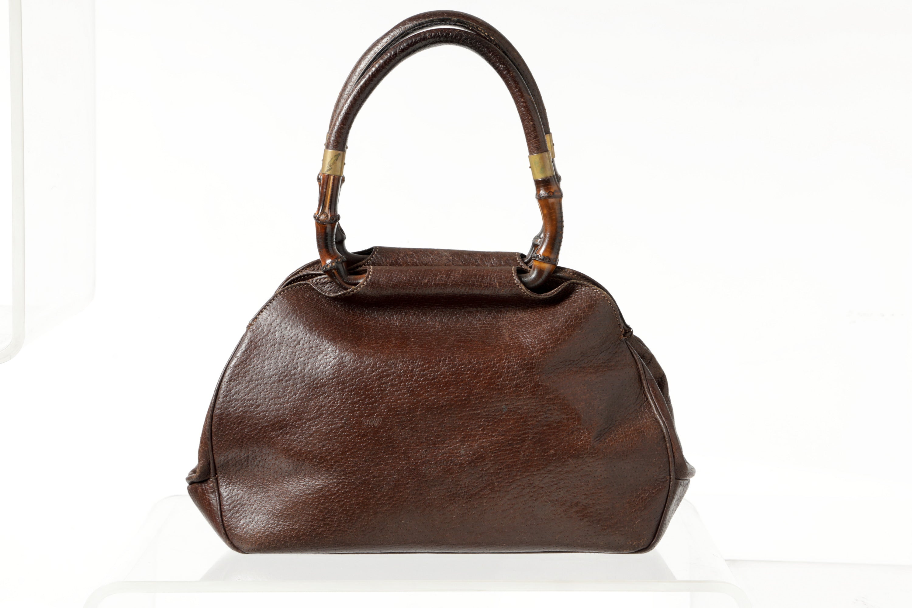 ベタあり】 old Gucci bamboo hand bag brown ベタあり】 old Gucci