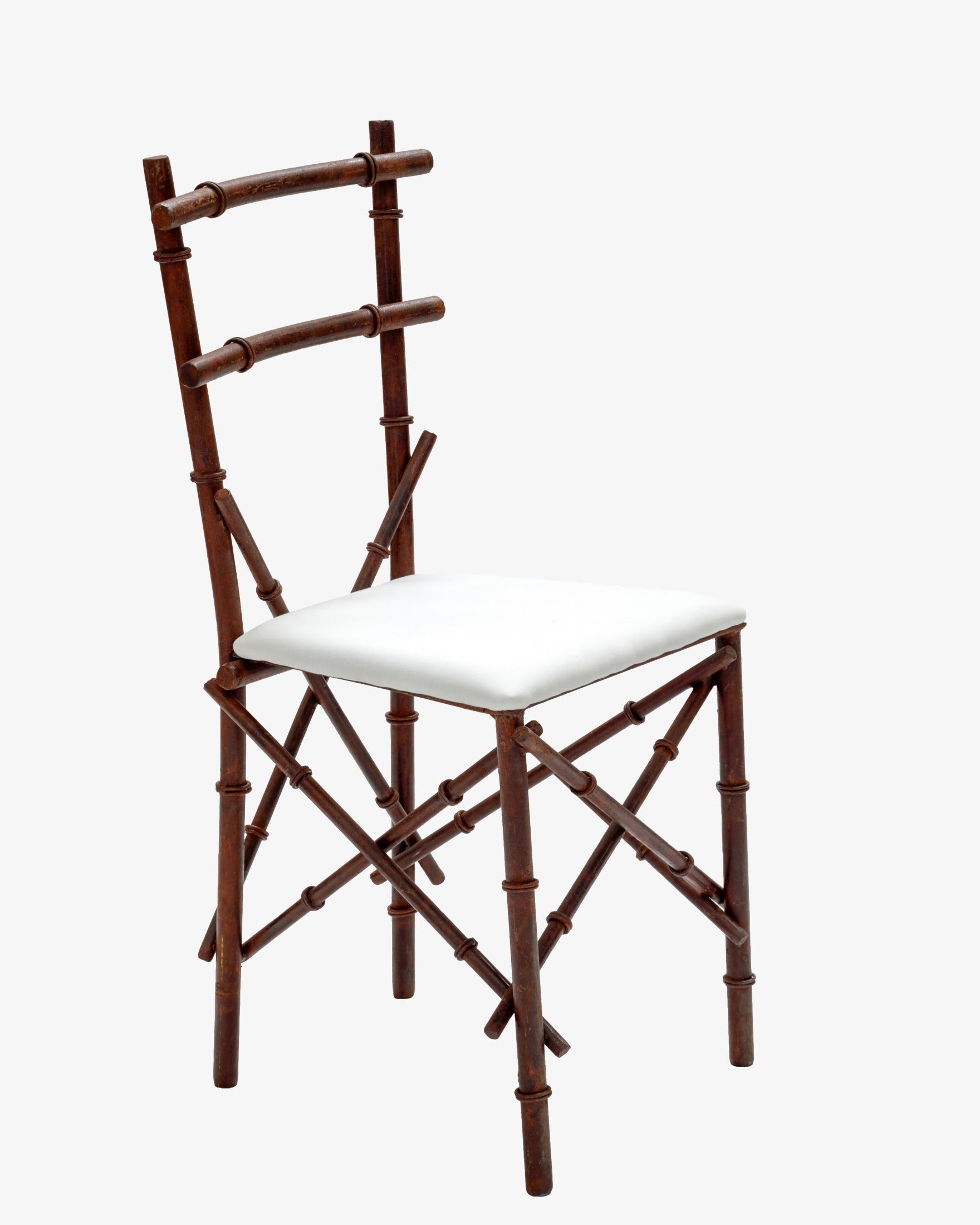 Six 1970s iron bamboo chairs
