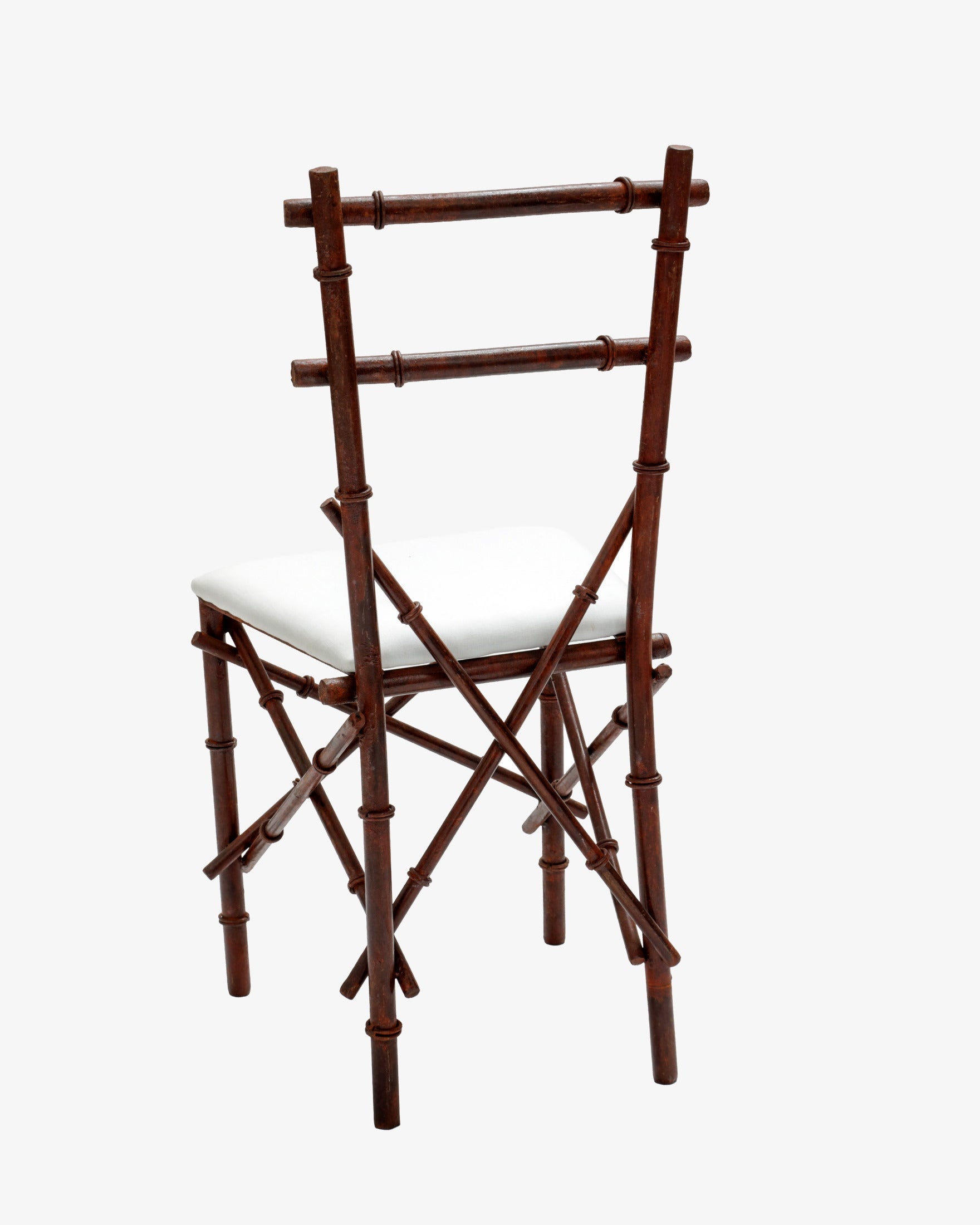 Six 1970s iron bamboo chairs