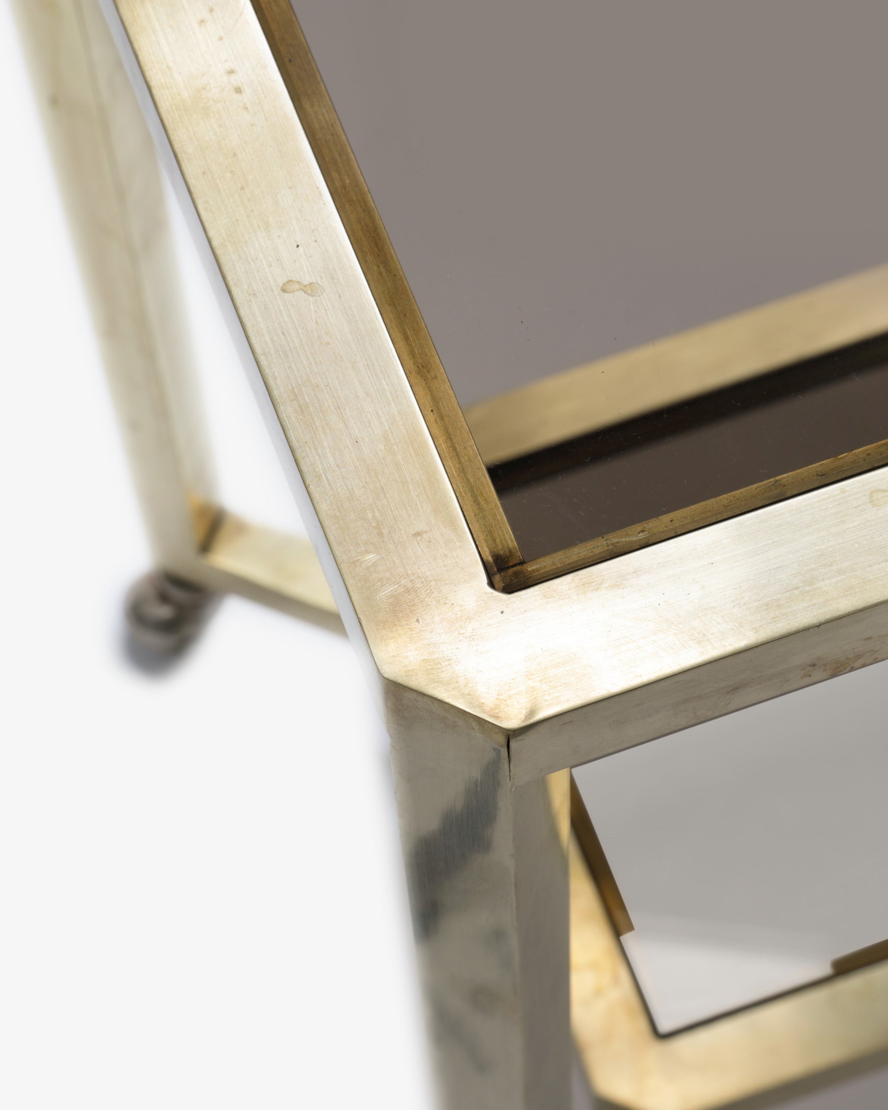 1970s brass and smoked glass trolley