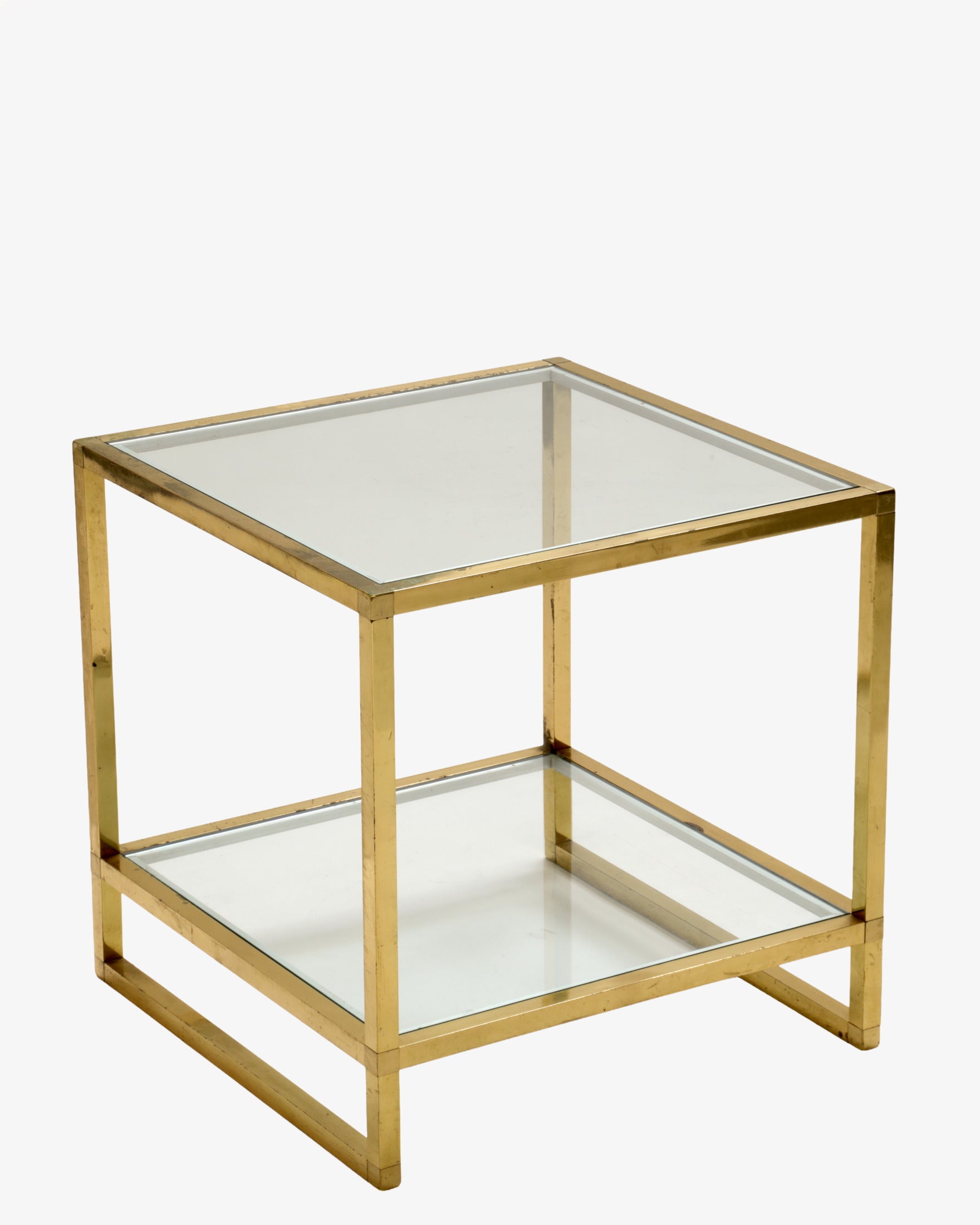 Pair of square brass tables from the 1970s