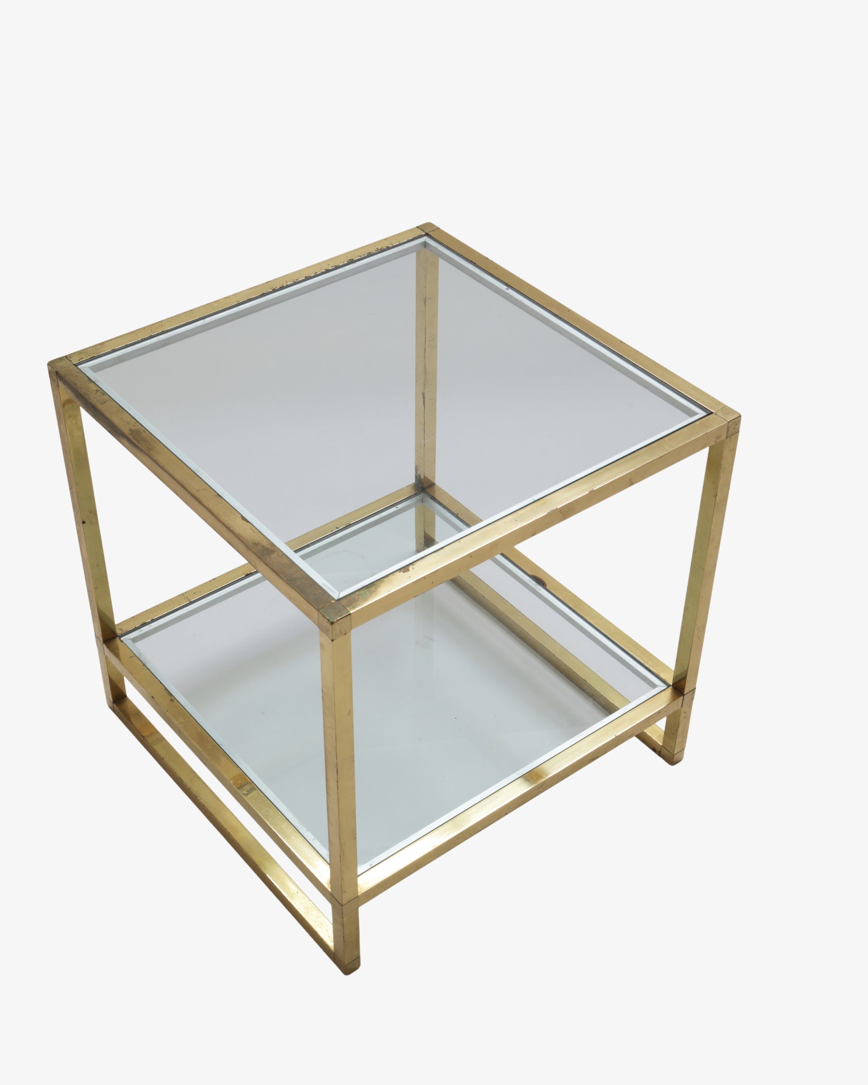 Pair of square brass tables from the 1970s