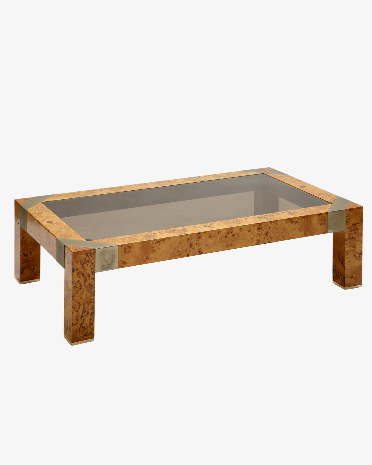Rectangular burl table from the 1970s by Willy Rizzo for Mario Sabot