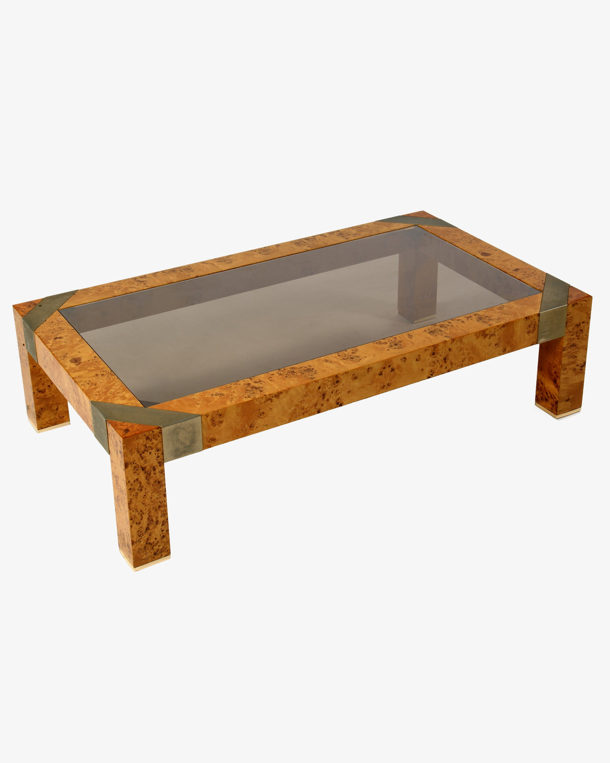 Rectangular burl table from the 1970s by Willy Rizzo for Mario Sabot