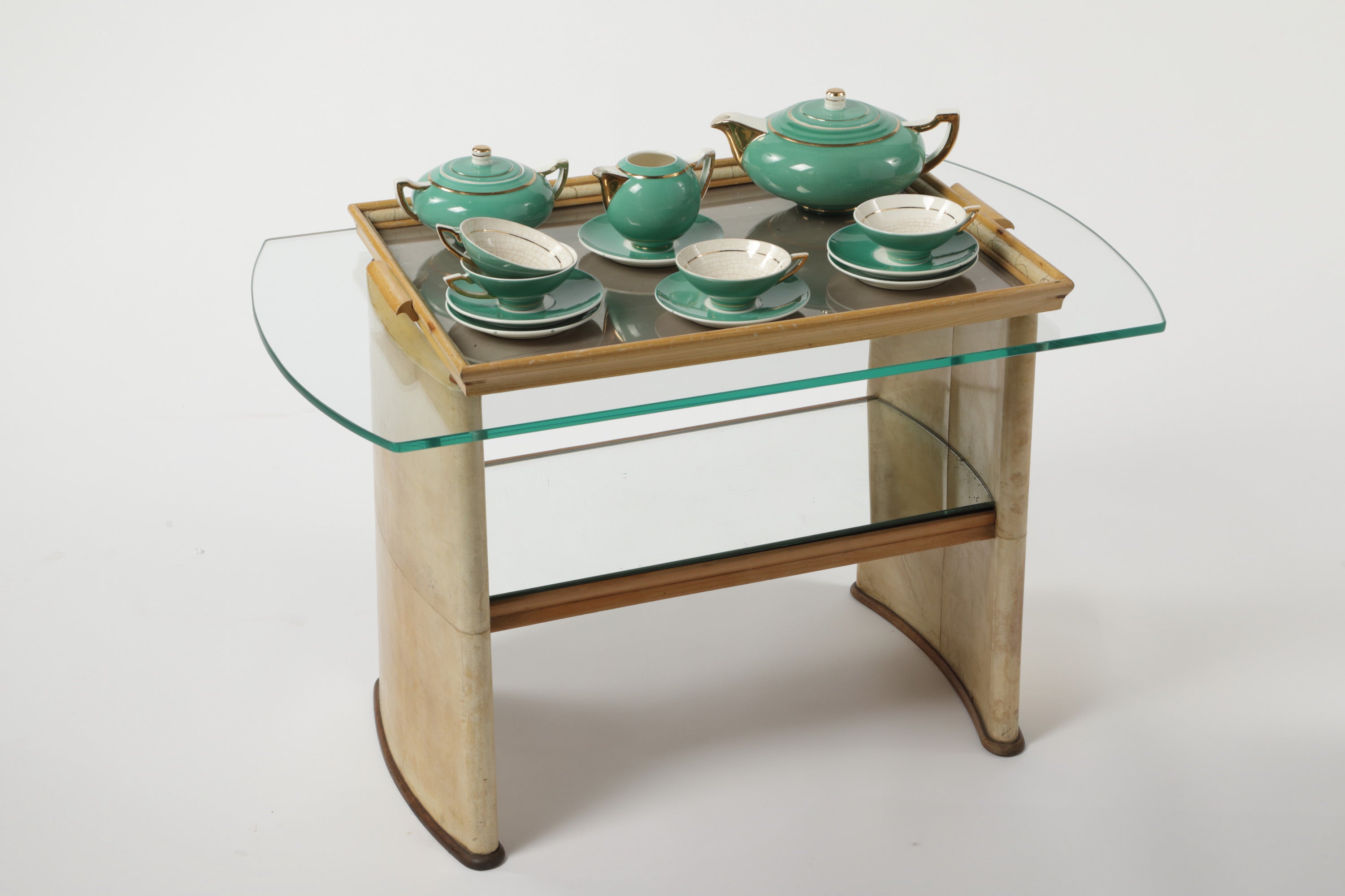 Persian green Art Deco tea service