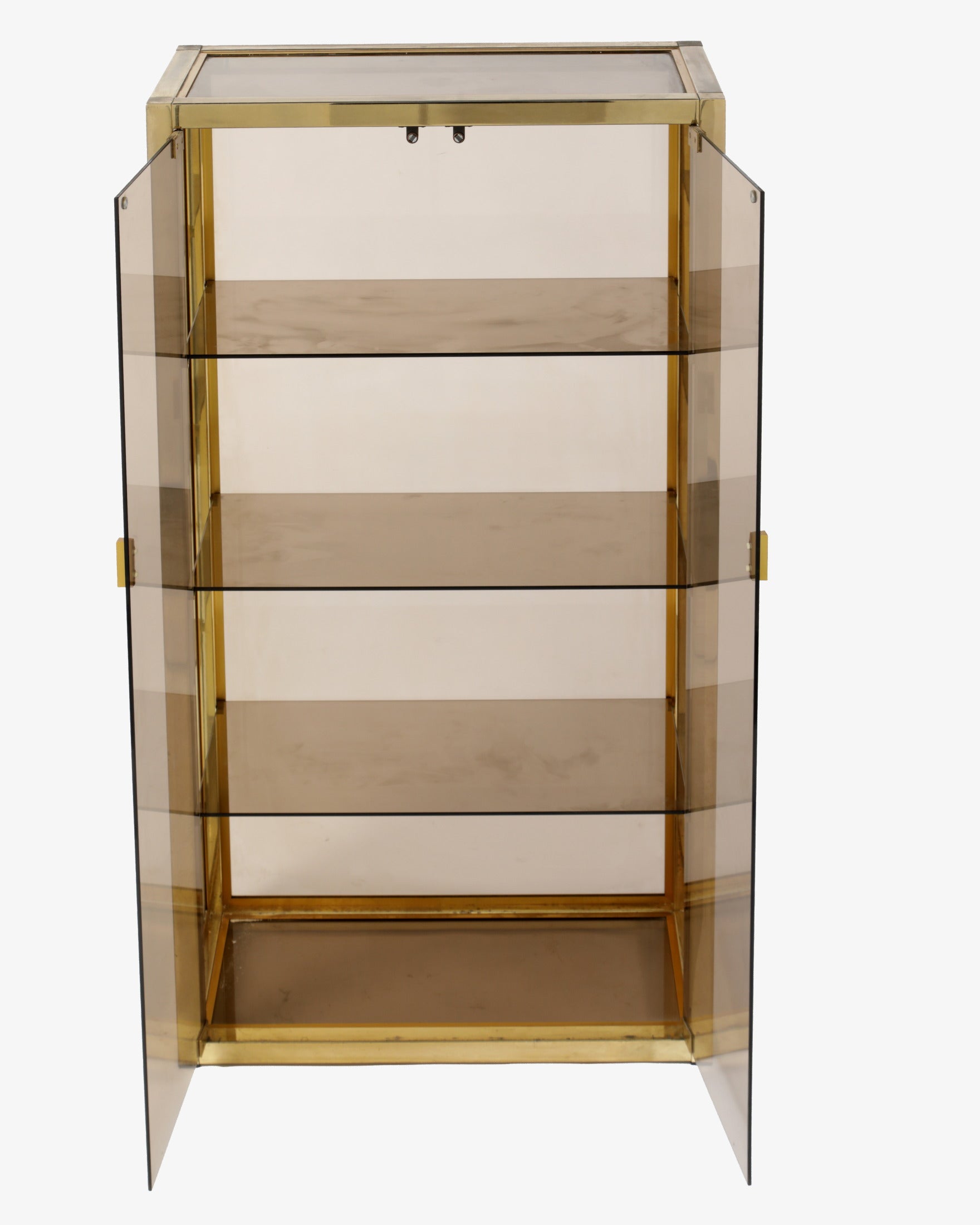 70s brass and steel display cabinet