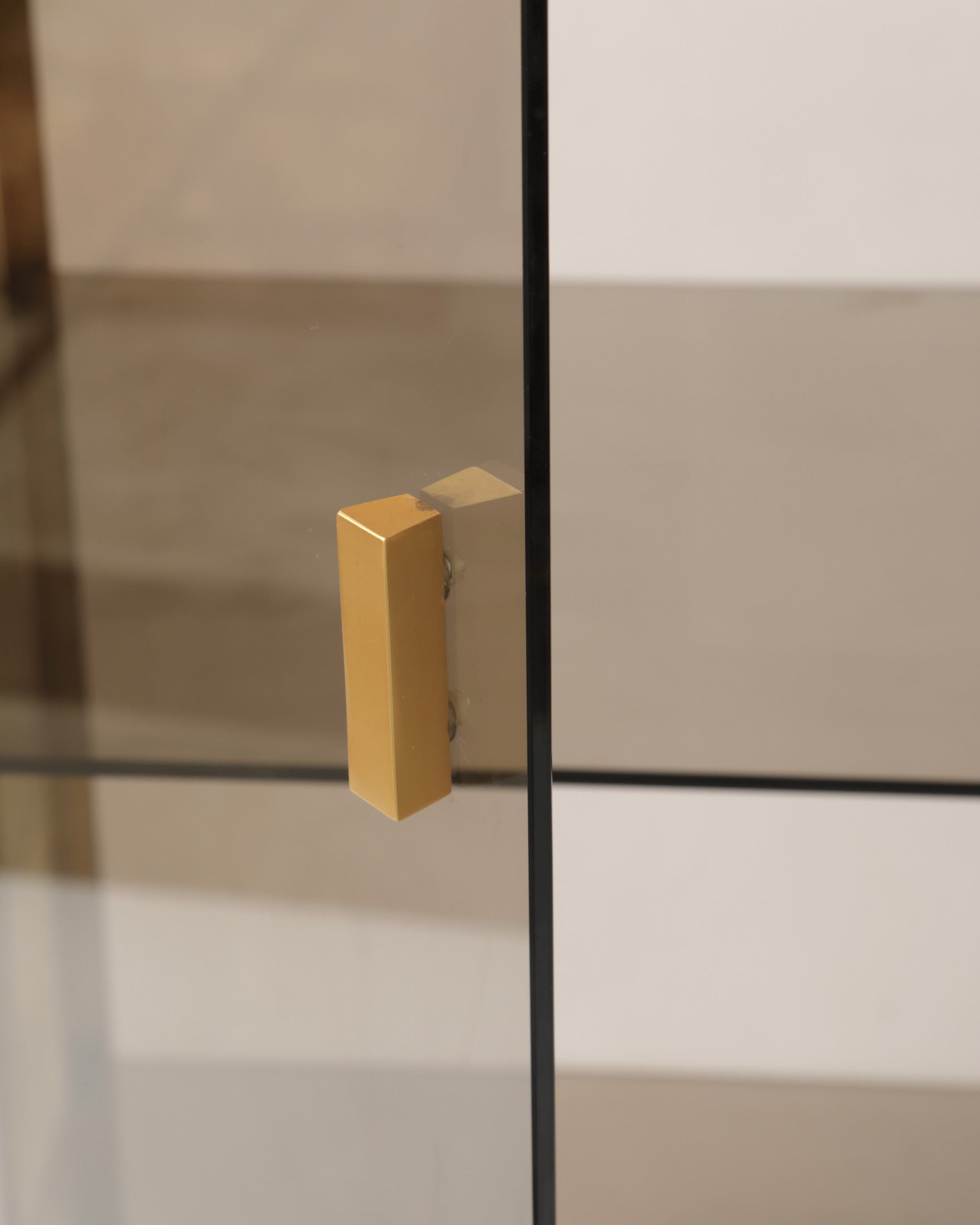 70s brass and steel display cabinet