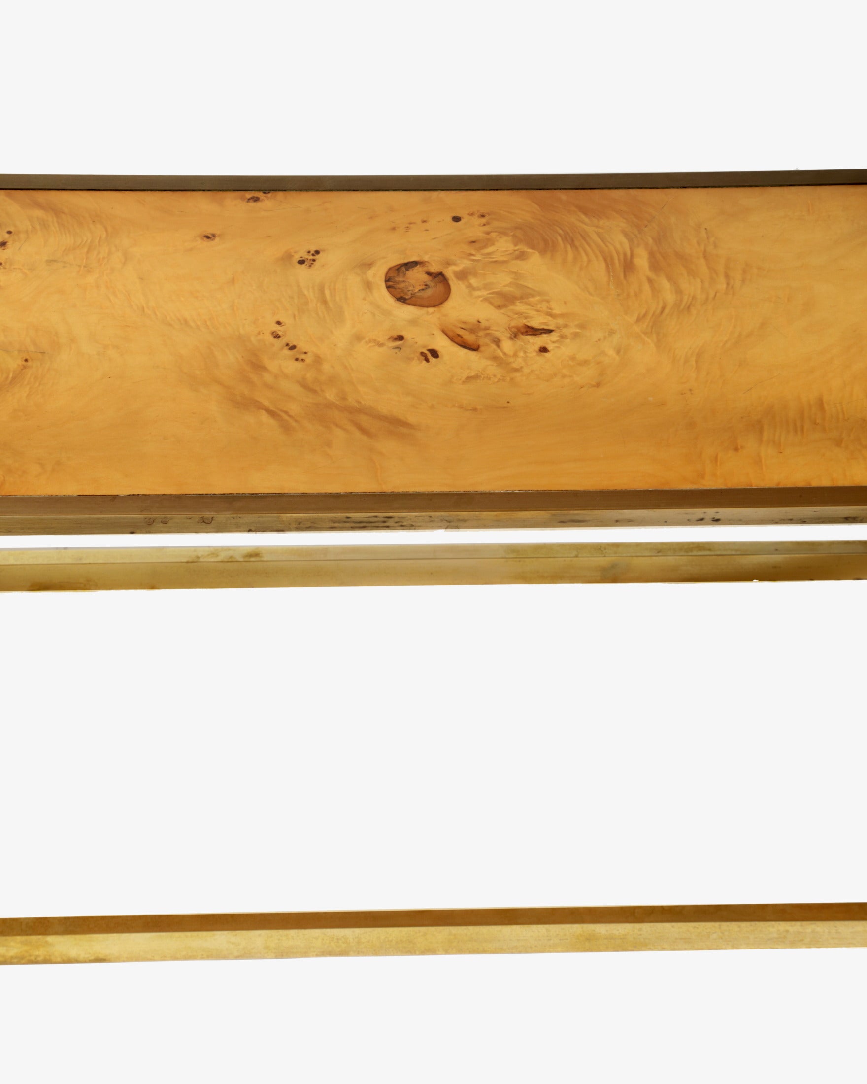 Brass and briar etagere with two shelves, 1970s