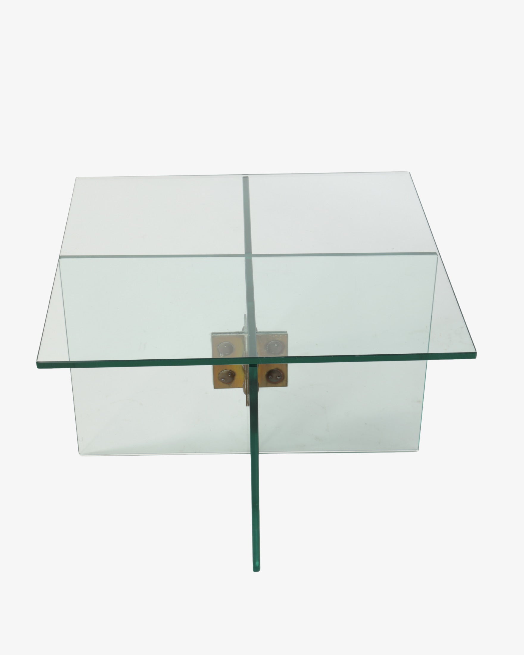 1970s square glass living room table