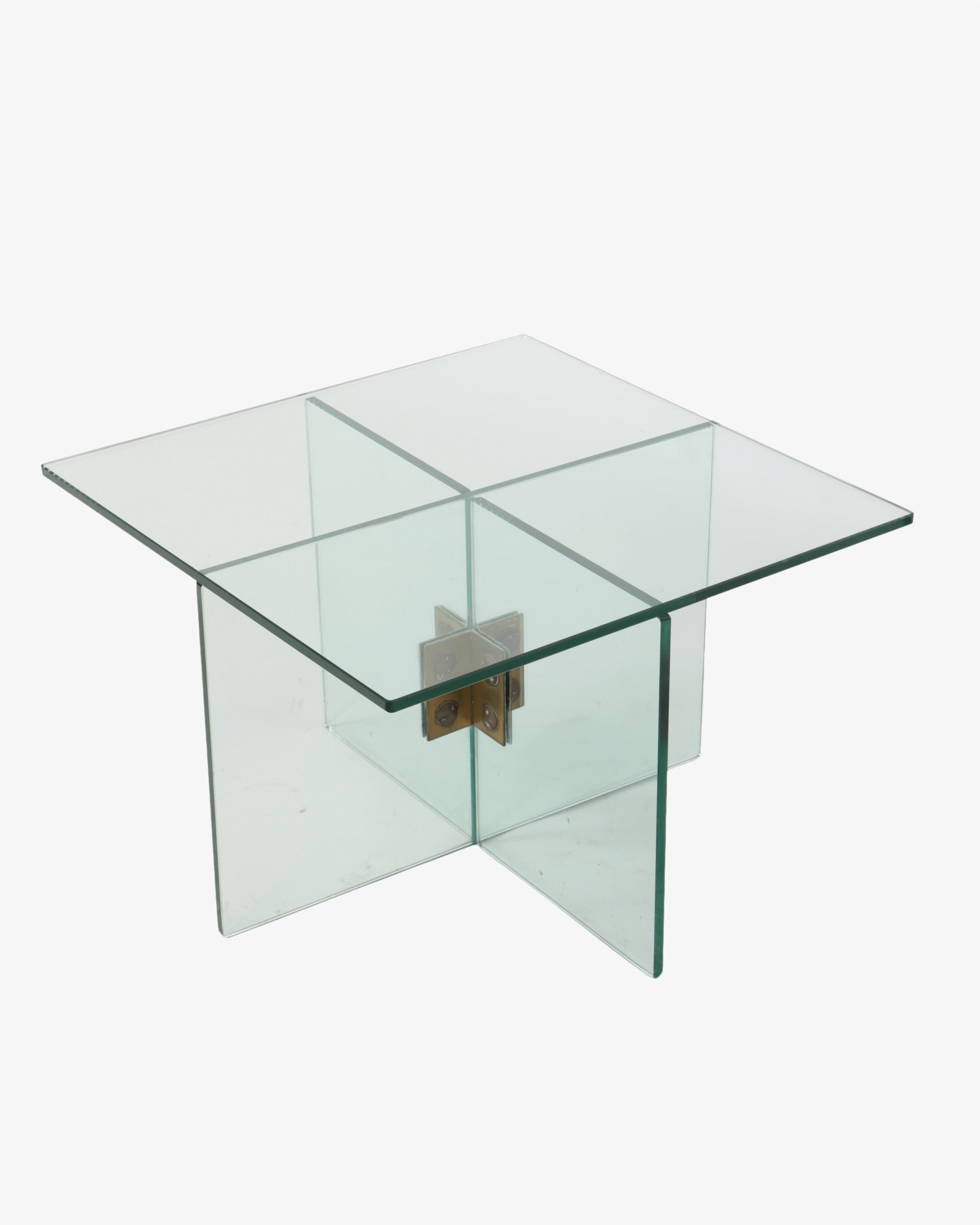 1970s square glass living room table