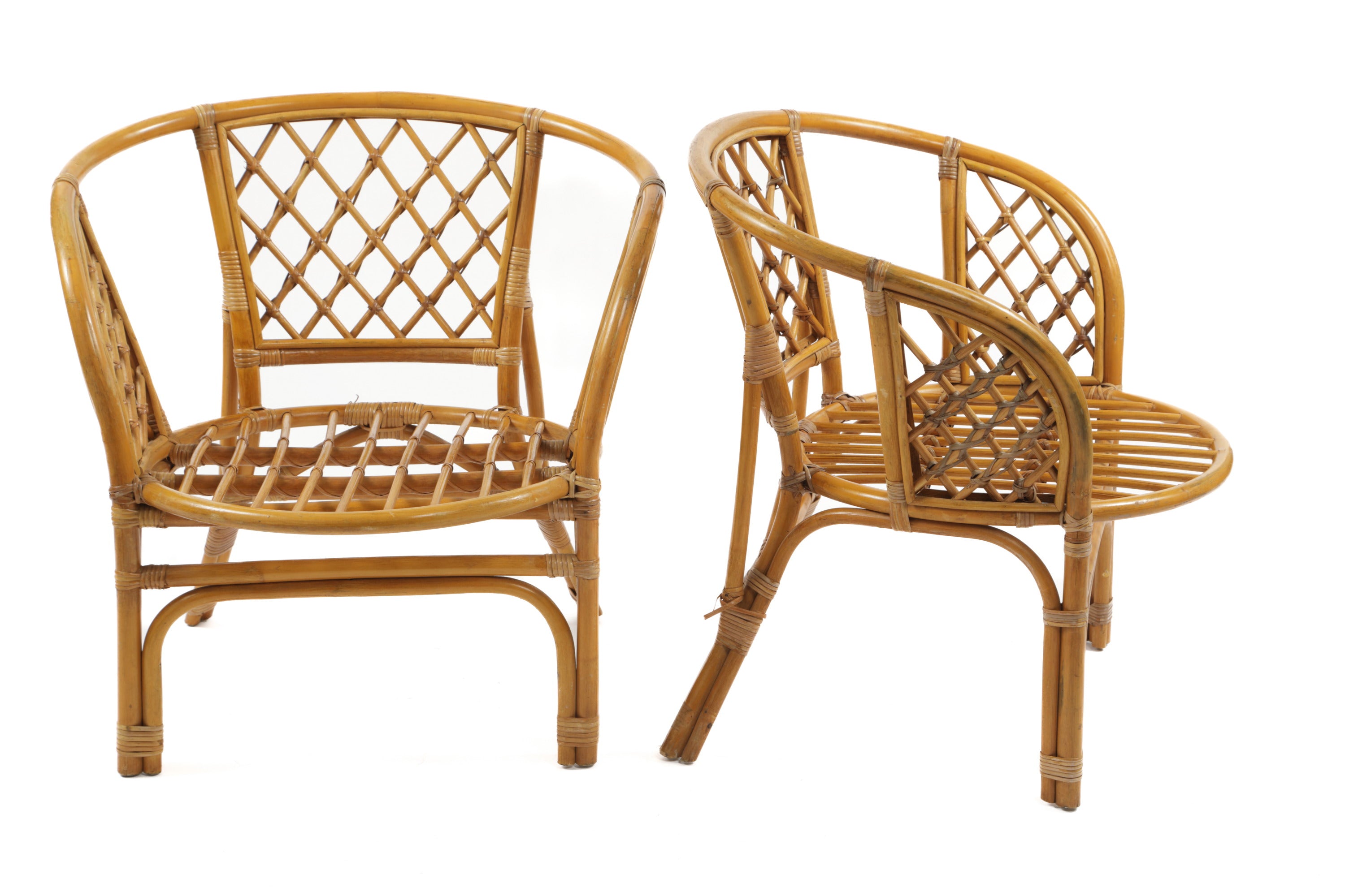Pair of 60's bamboo armchairs