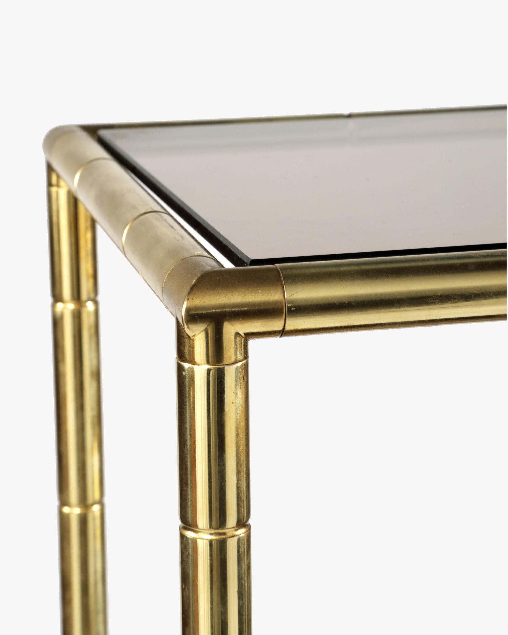 Four-shelf bamboo brass bookcase from the 1970s
