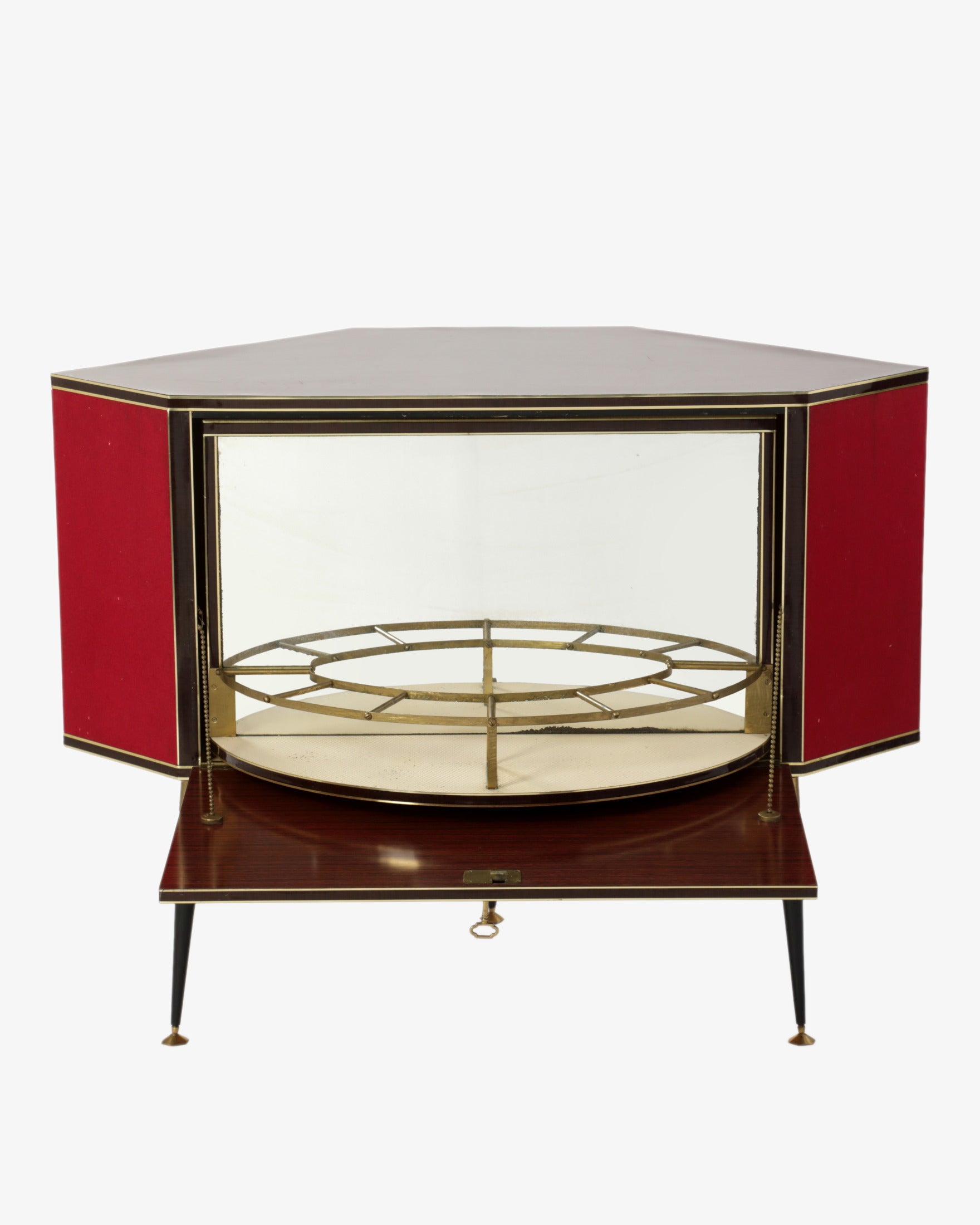 1960s red diamond bar cabinet